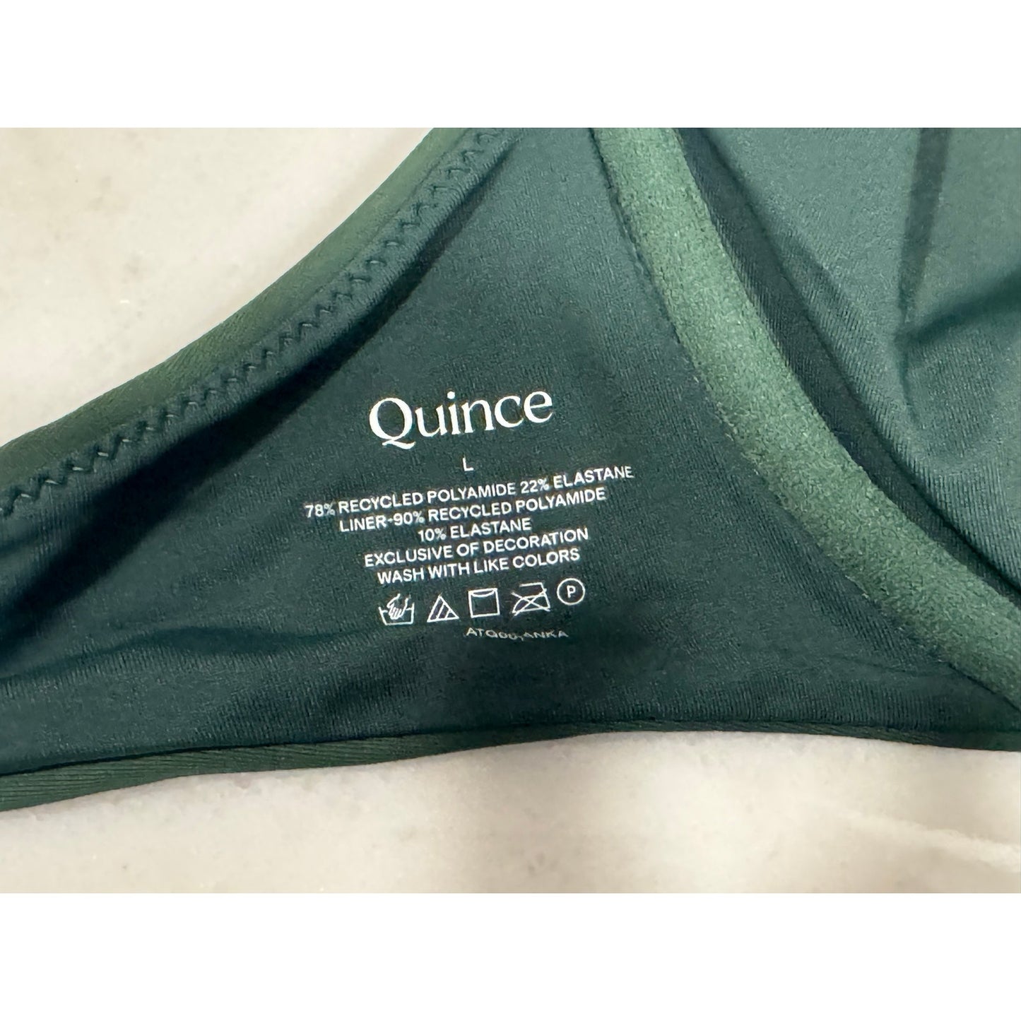 Quince Italian Demi Bikini Top Green Large NEW Underwire Swim Top