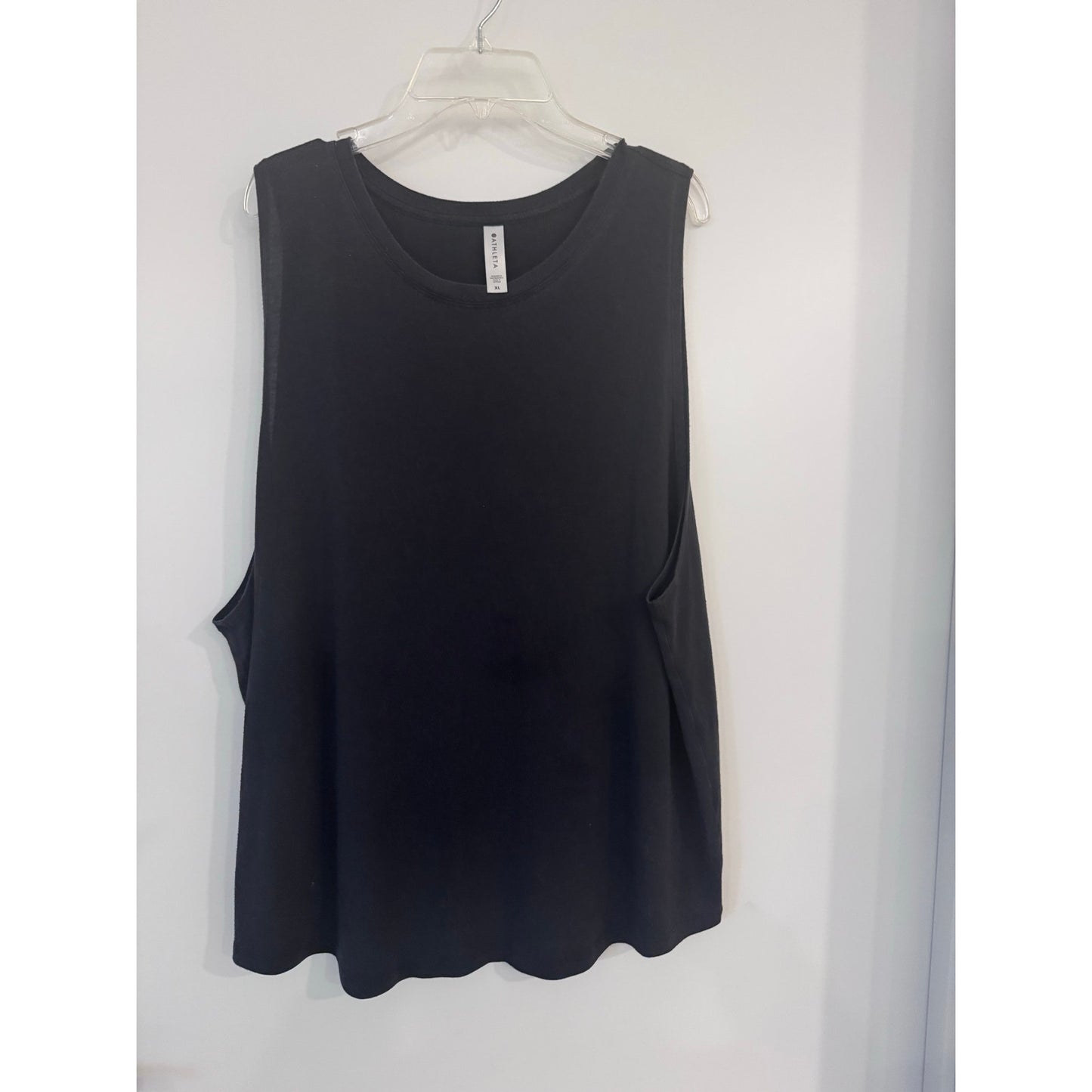 Athleta Black Sleeveless Tank Top XL Loose Fit Open Arm Activewear