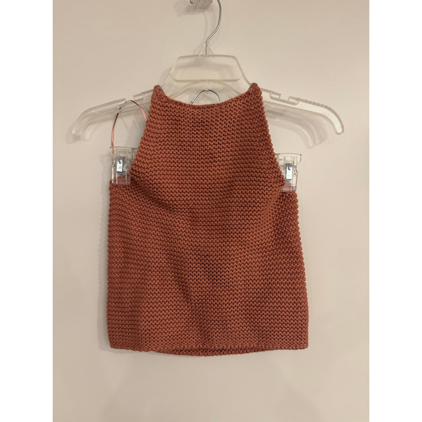 525 Born in BKLYN Terracotta Knit Halter Top XS NWT