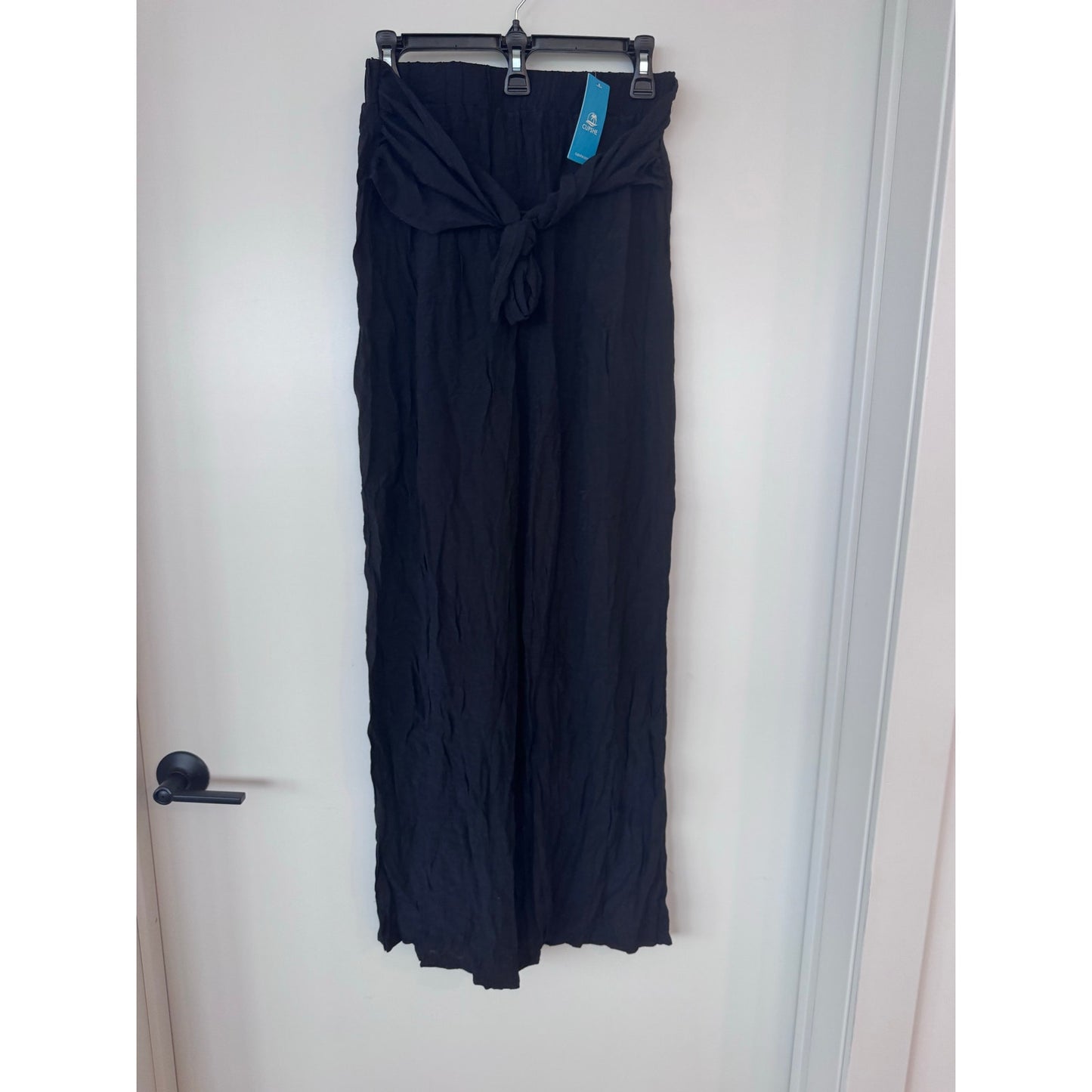 Cupshe Black Wide-Leg Tie Waist Pants | Large| NEW