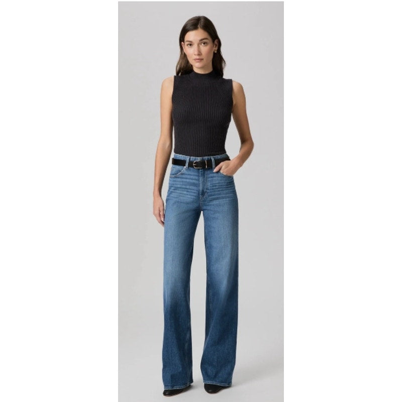 PAIGE Sasha Wide Leg Jeans Size 31 Stefania Distressed High Rise Denim 32” Inseam