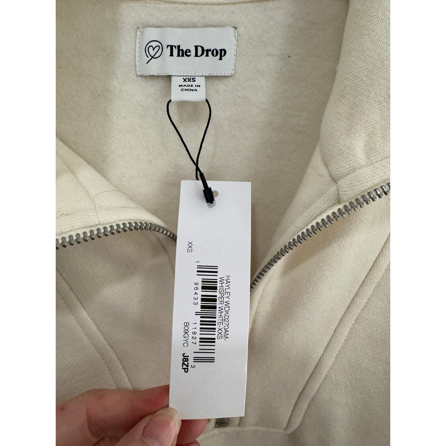 The Drop “Murphy” Half-Zip Sweatshirt | Cream | Size XS NEW