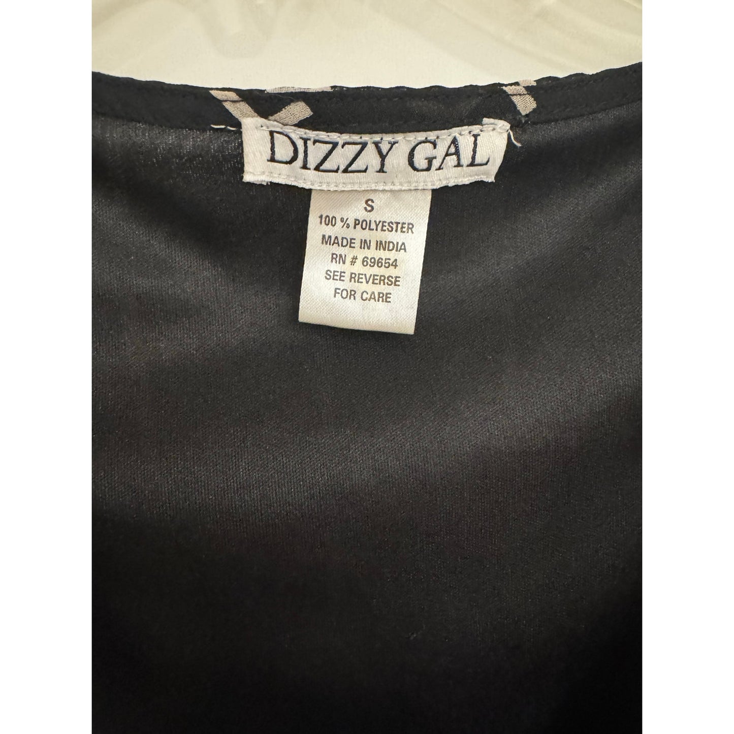 Dizzy Gal High-Low Dress | Black & Cream Cross Print | Size Small