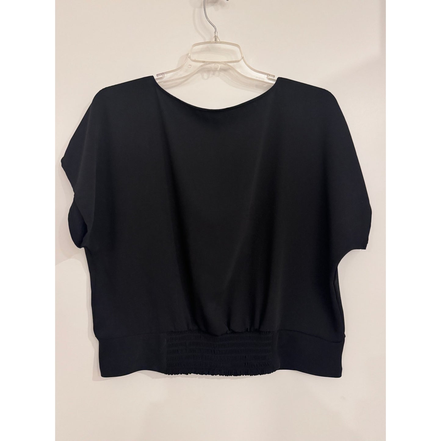 Express Black Blousy Top XL Elastic Hem Short Sleeve Boxy Relaxed Fit