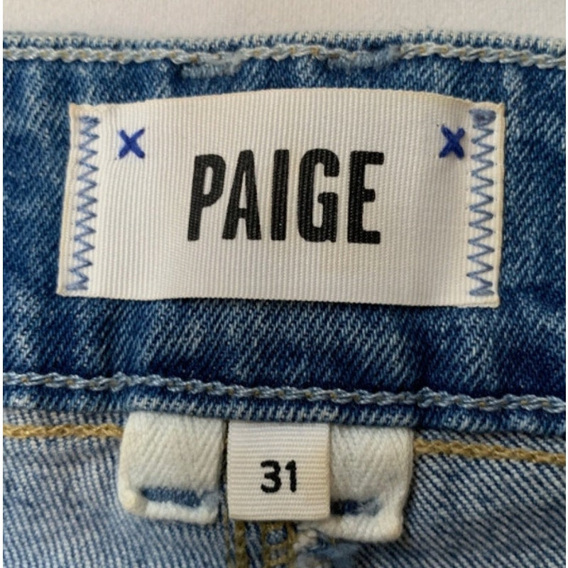 PAIGE Sasha Wide Leg Jeans Size 31 Stefania Distressed High Rise Denim 32” Inseam