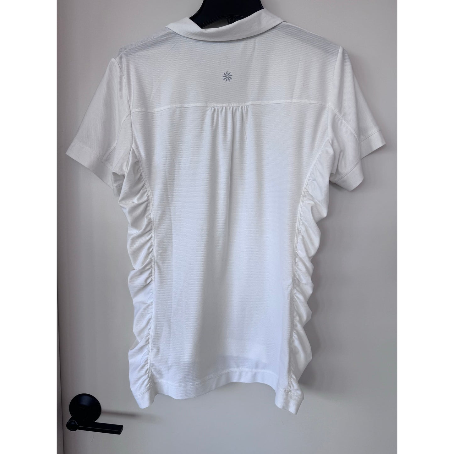 Athleta Birdie Polo White Ruched Golf Tennis Top XL Performance Shirt