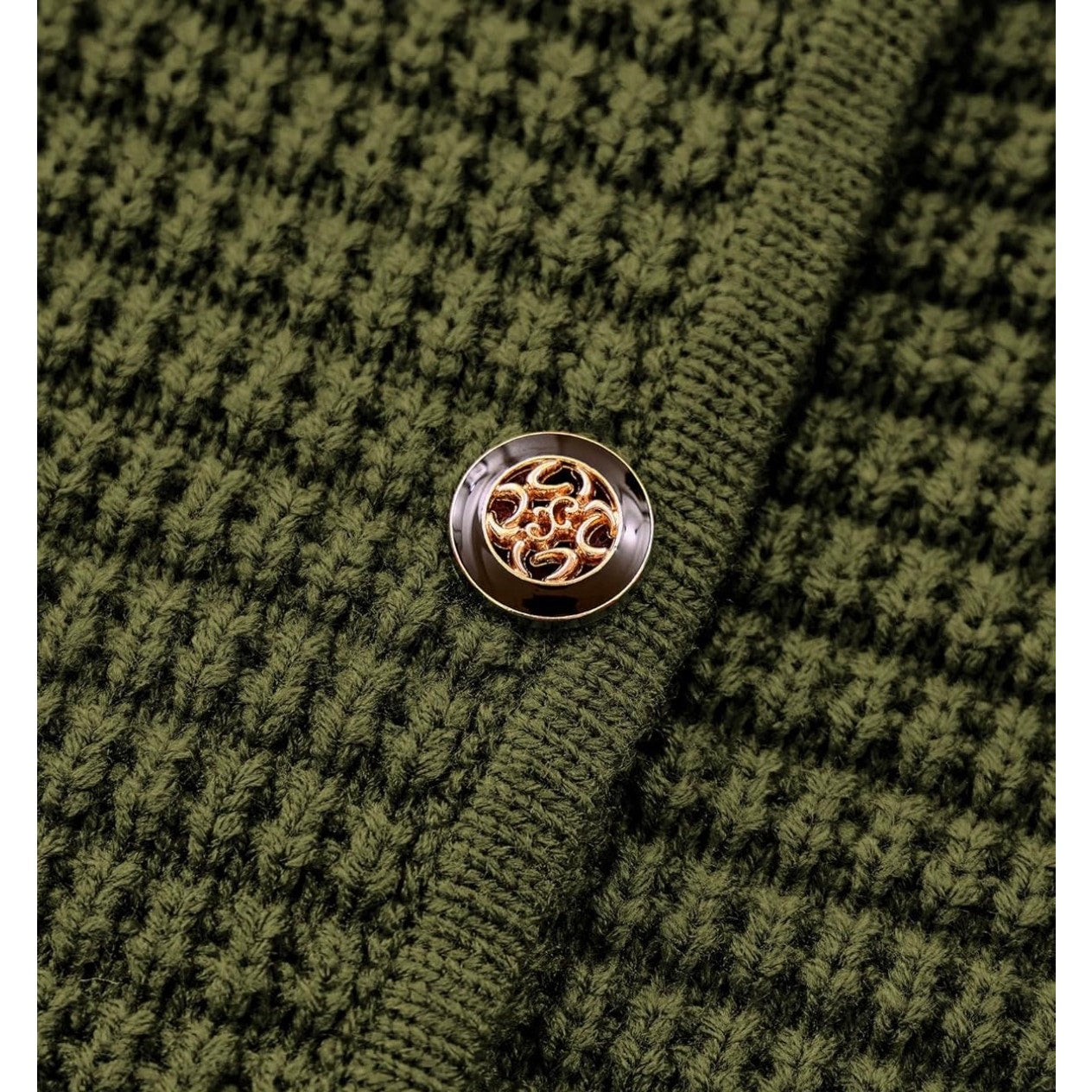 PRETTYGARDEN Army Green Knit Cardigan Sweater Women’s Size L Button Front Pocket