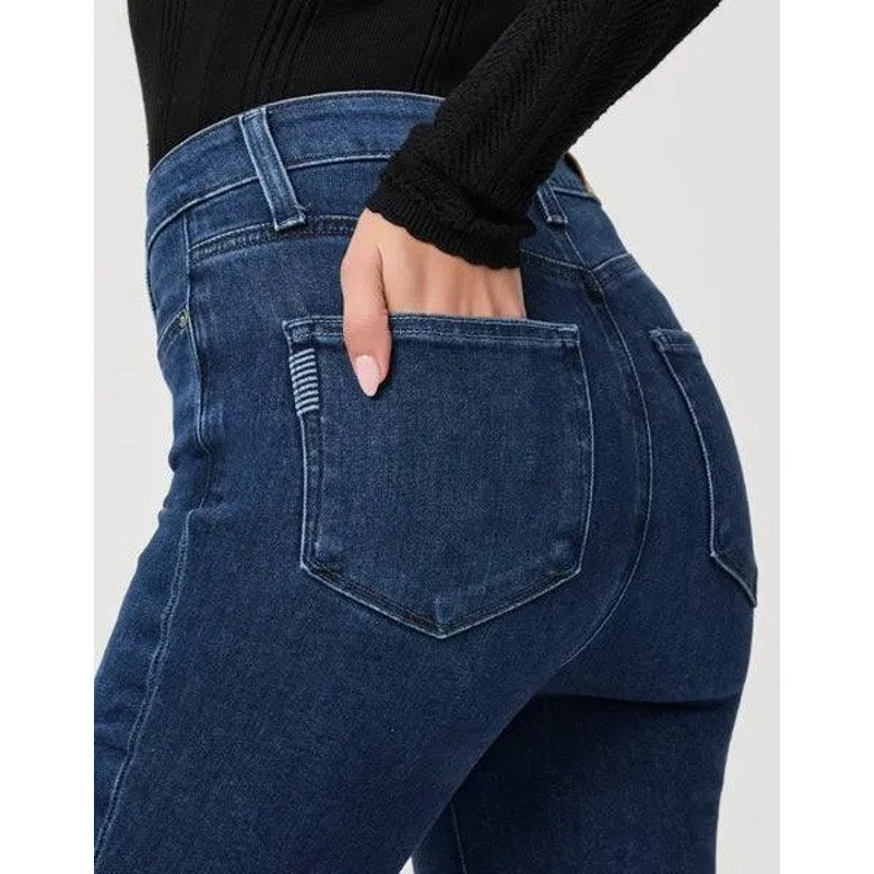 PAIGE Claudine High Rise Ankle Flare Jeans Raw Hem Size 32