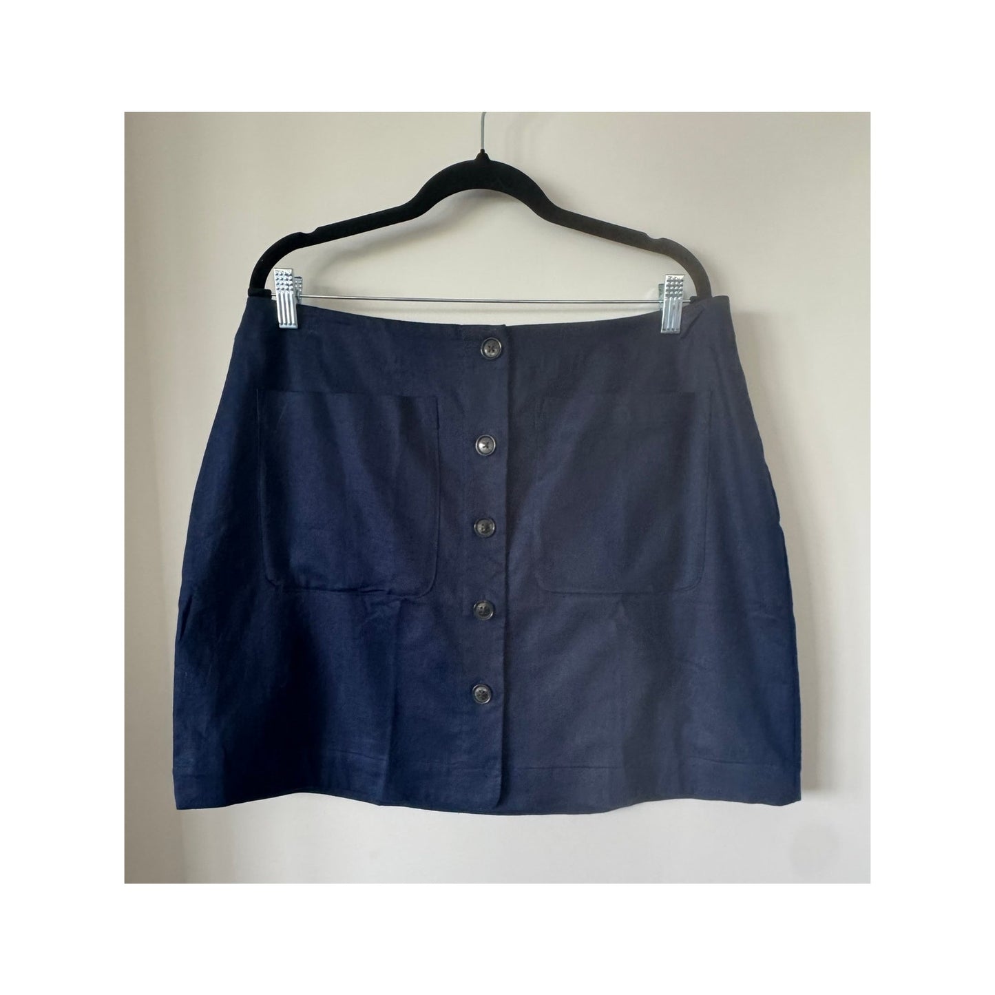 Banana Republic Linen Blend Navy Button Front Mini Skirt NEW Size 14
