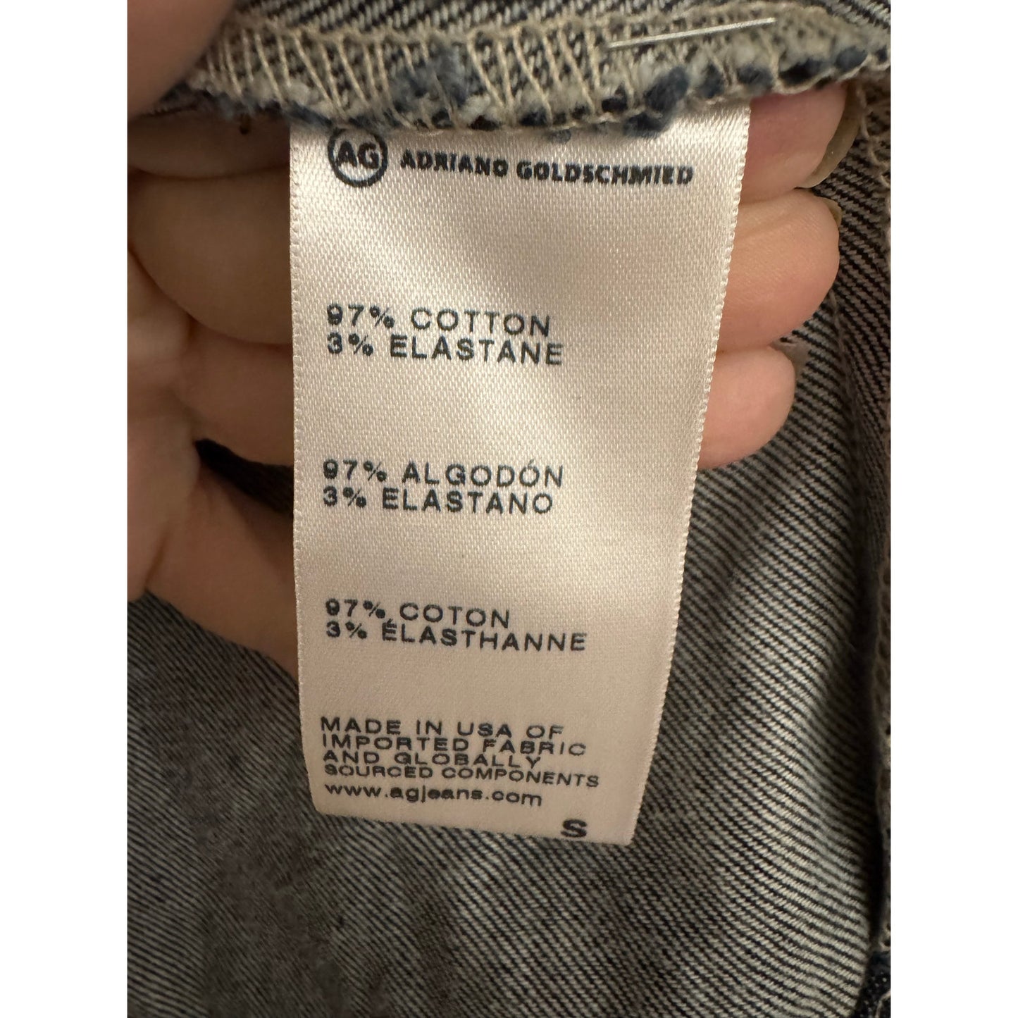 AG Adriano Goldschmied Dark Wash Denim Jacket Slit Back Designer Jean Jacket Size S NEW