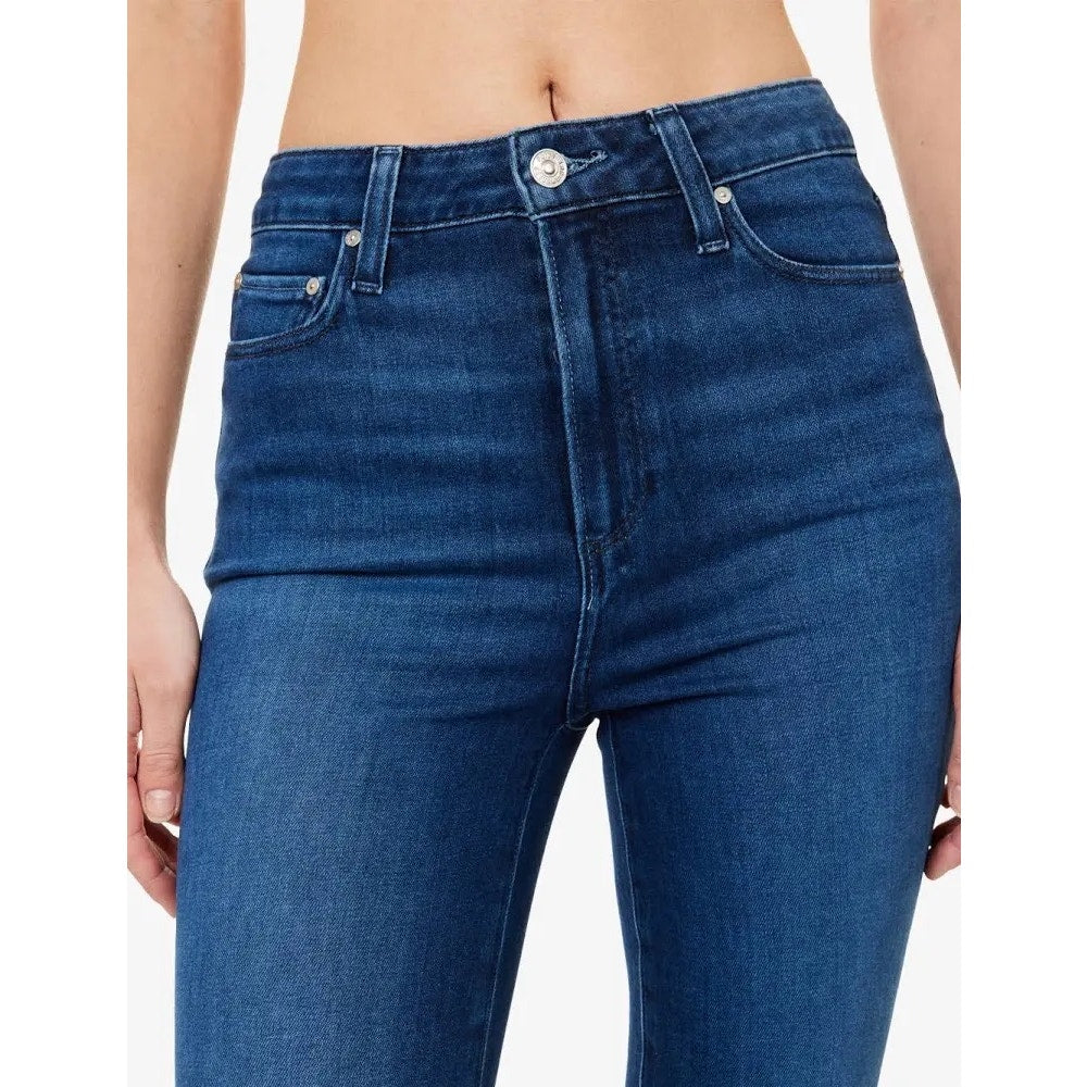 PAIGE Claudine High Rise Ankle Flare Jeans Raw Hem Size 32