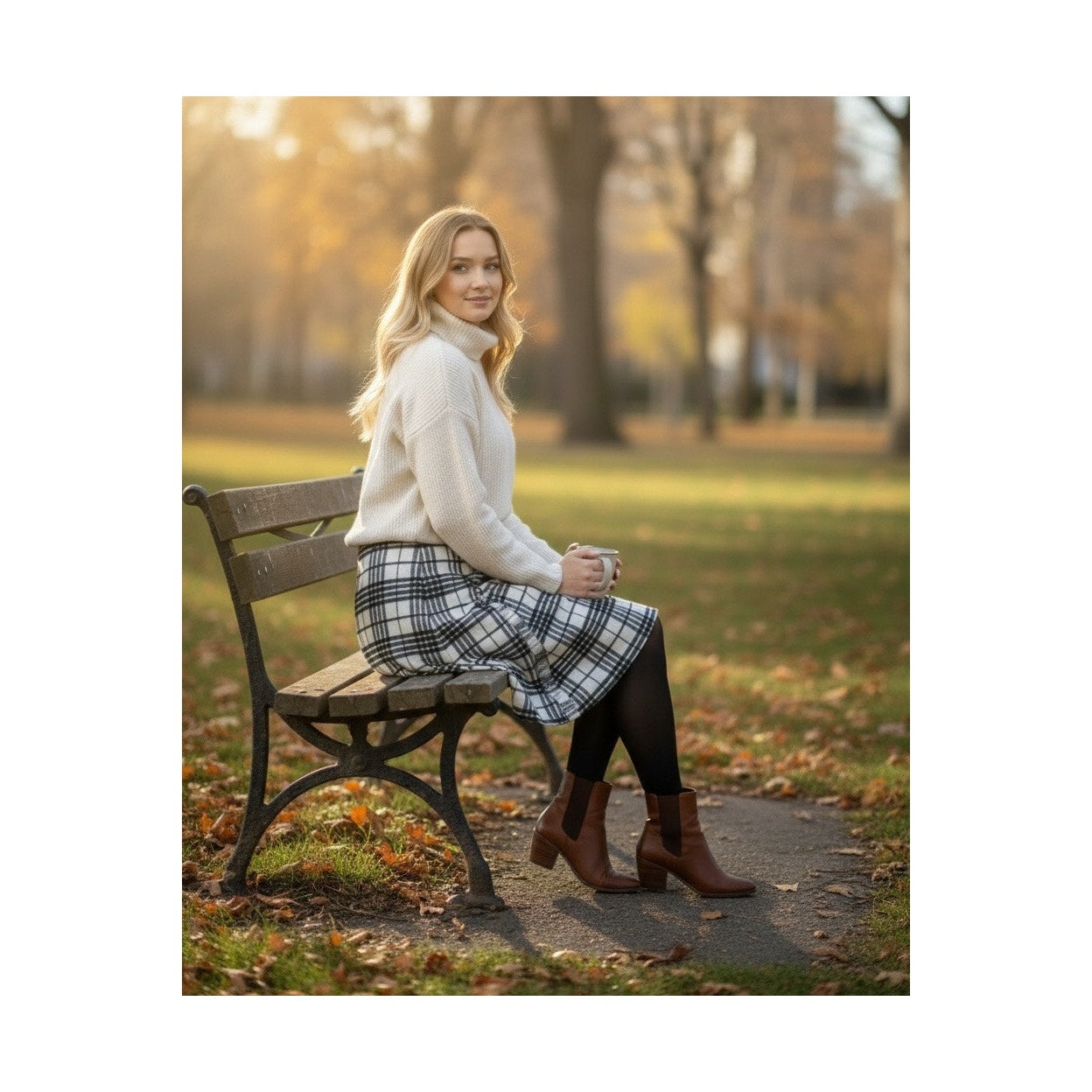 LOFT Black White Plaid Mini Skirt Wool Blend Satin Lined Size 16