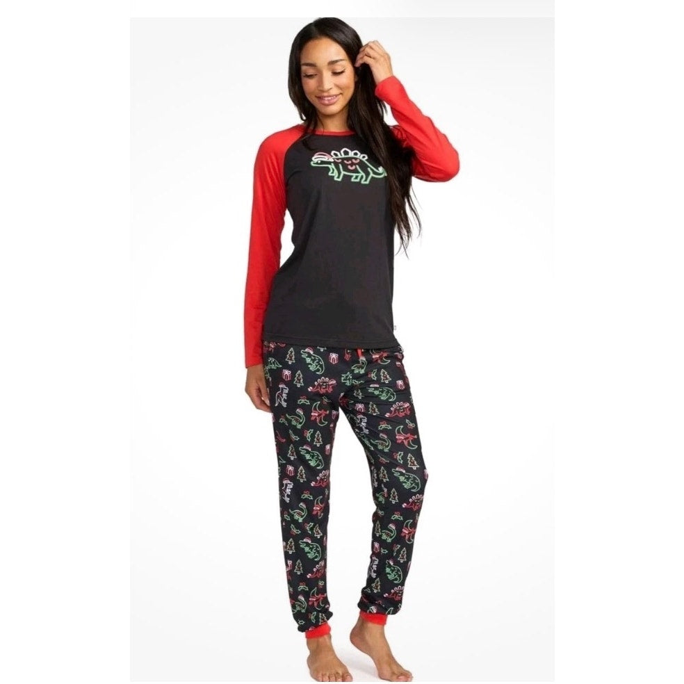 Tipsy Elves Saint Nickosauras Pajama Set NEW Women’s XS Christmas Dino Holiday PJs
