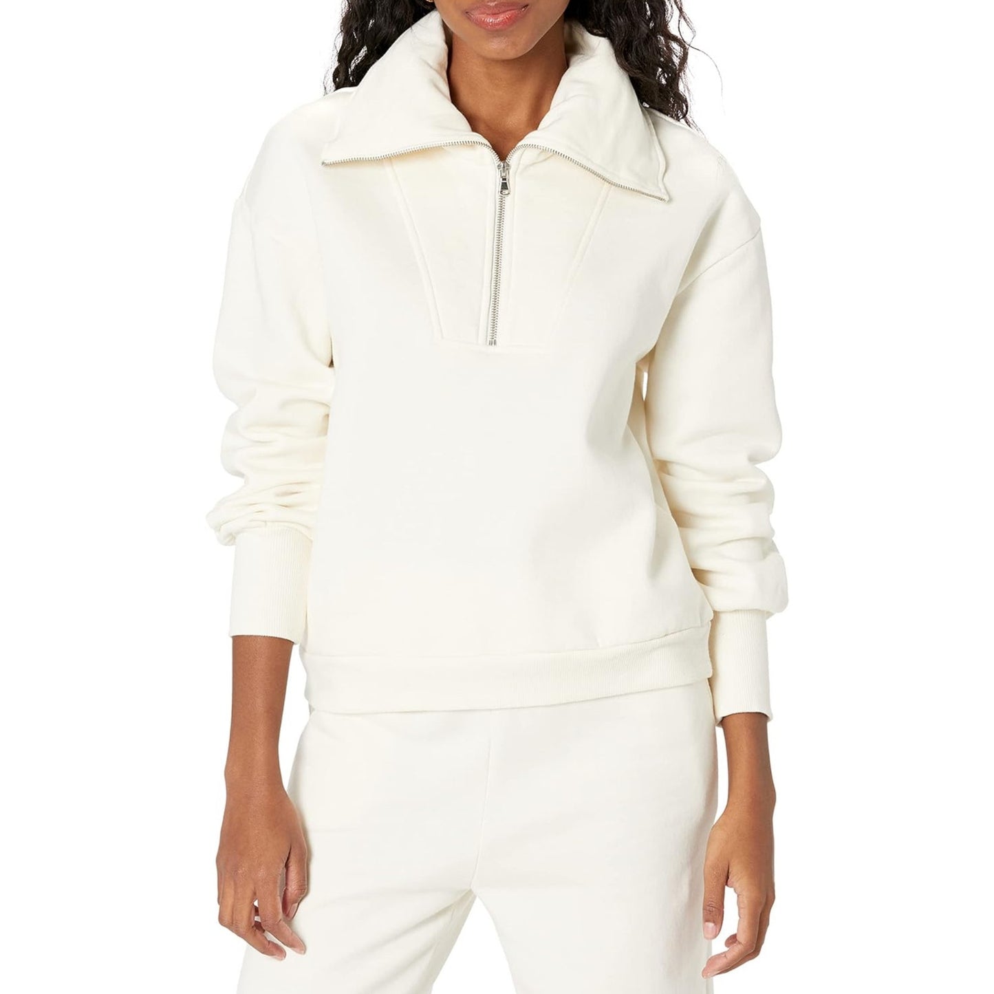 The Drop “Murphy” Half-Zip Sweatshirt | Cream | Size XS NWT