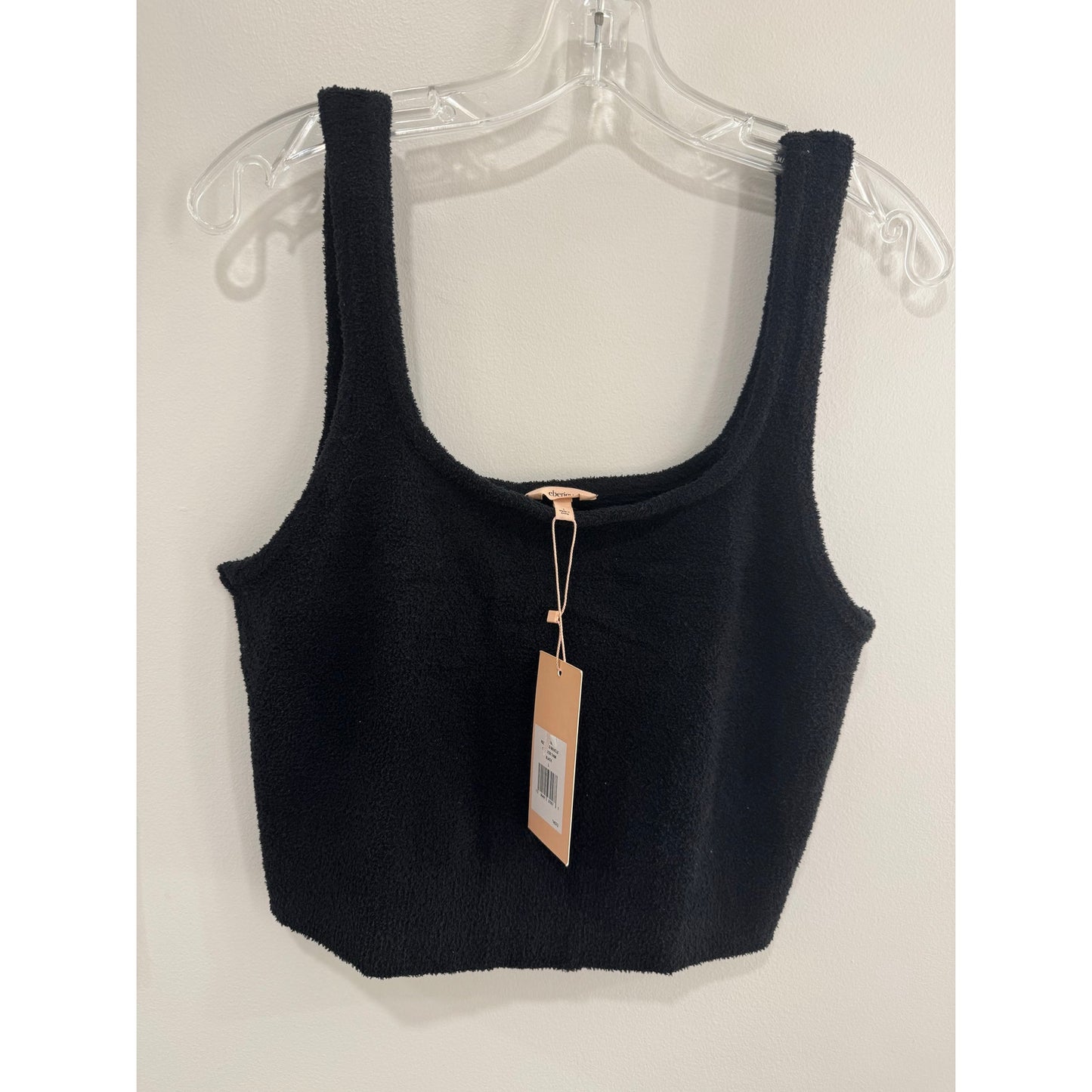 Eberjey Recycled Boucle Cropped Tank | Black | Large NWT