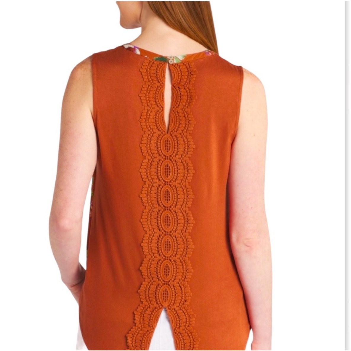 Daniel Rainn Floral Sleeveless Blouse w/ Crochet Detail | NEW| Size Medium