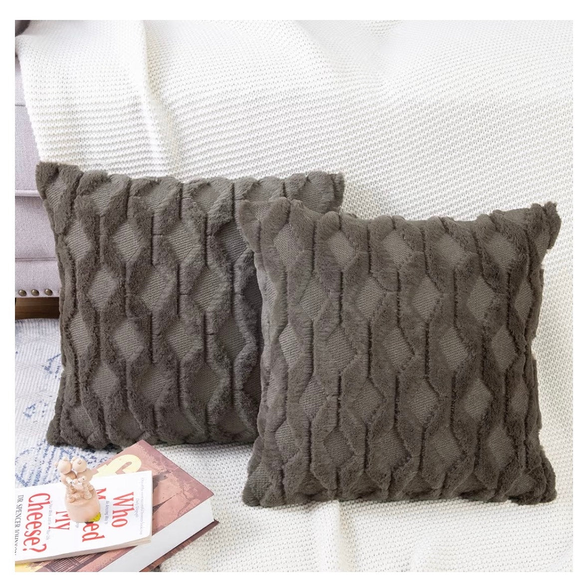 MADIZZ Decorative Throw Pillow Covers Faux Fur Velvet 20” Set/2