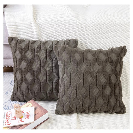 MADIZZ Decorative Throw Pillow Covers Faux Fur Velvet 20” Set/2