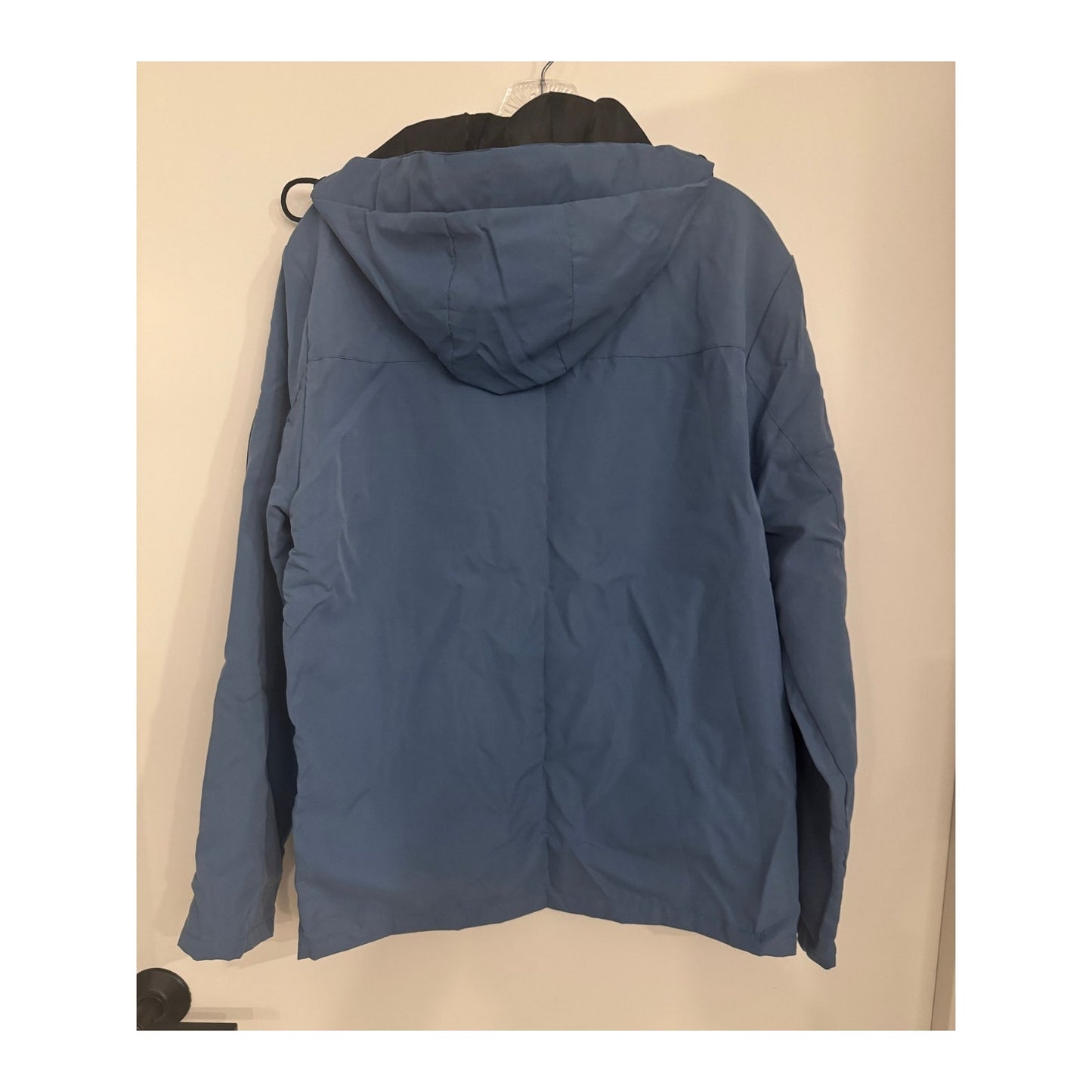 Blue Hooded Windbreaker Jacket Men’s XL Lightweight Outdoor Rain Coat