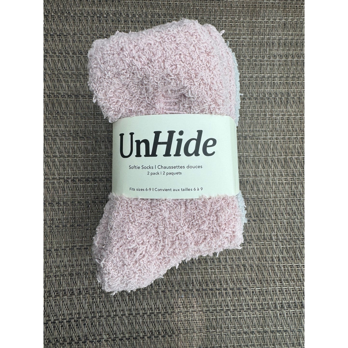 UnHide Softie Socks 2 Pack Pink and Grey Plush Lounge Socks NEW
