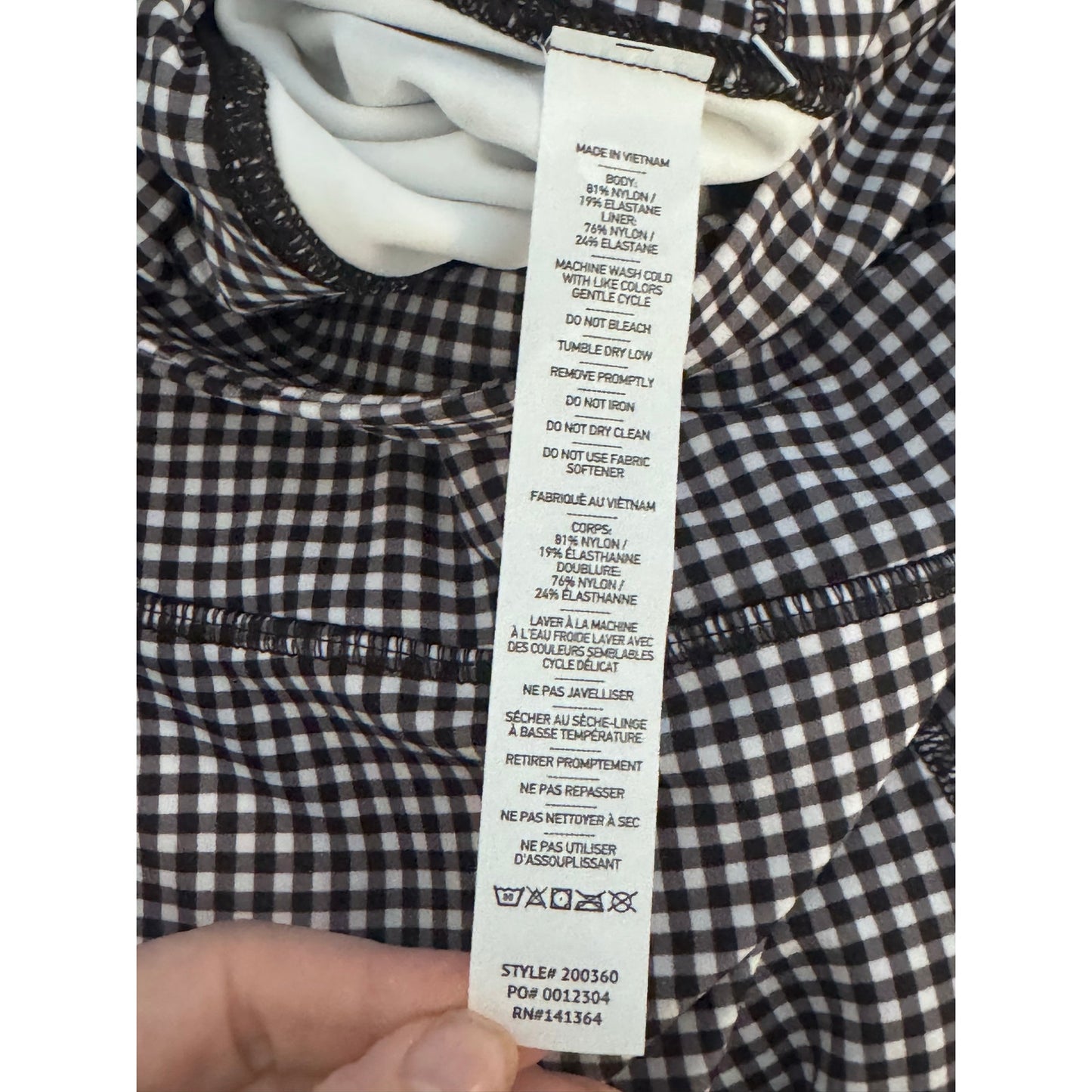 Rhone Revive Printed 7/8 Legging Black Gingham Size Large High Rise NWT