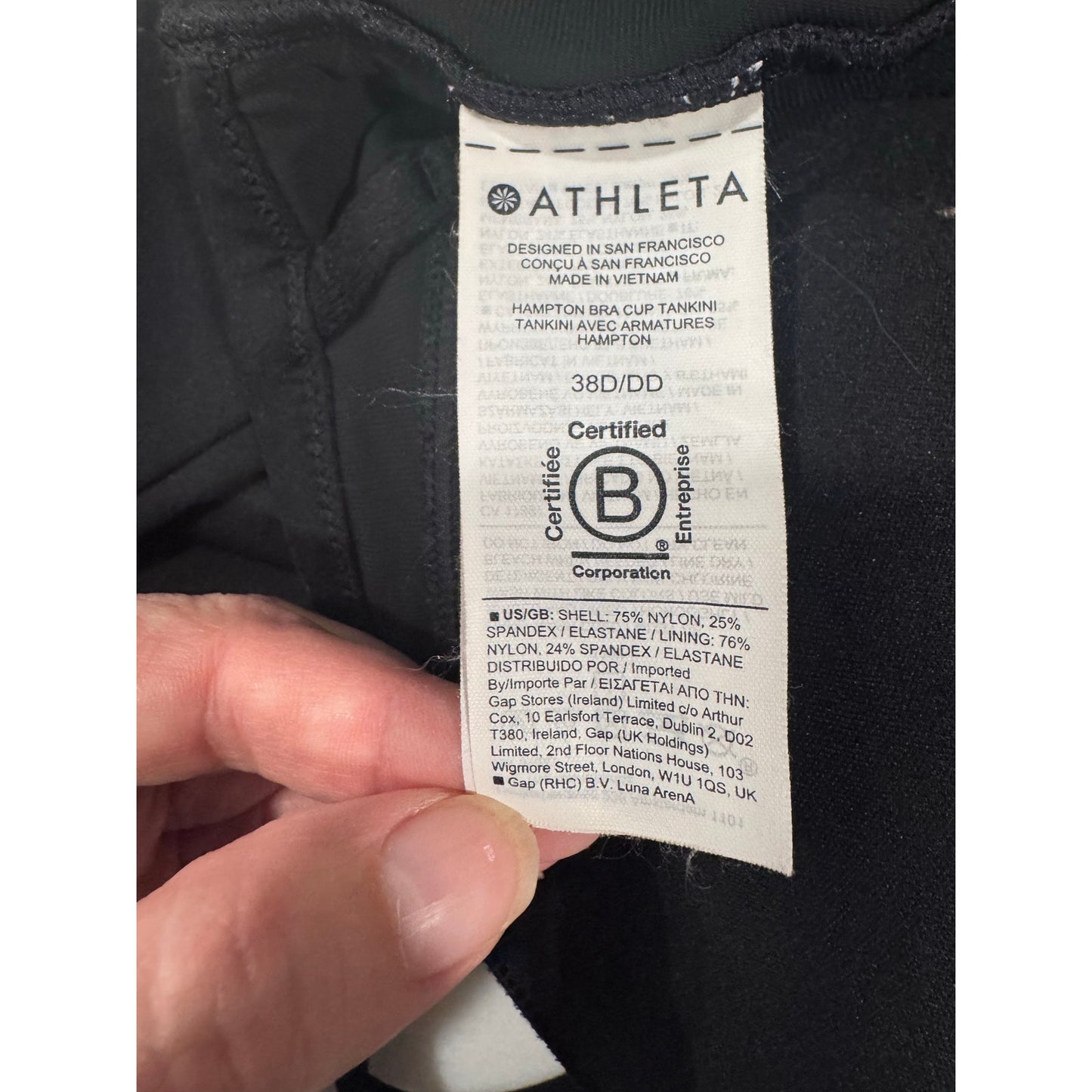 Athleta Black Tankini + Swim Skirt Set | Bra Sized 38D DD Halter Swimwear XL