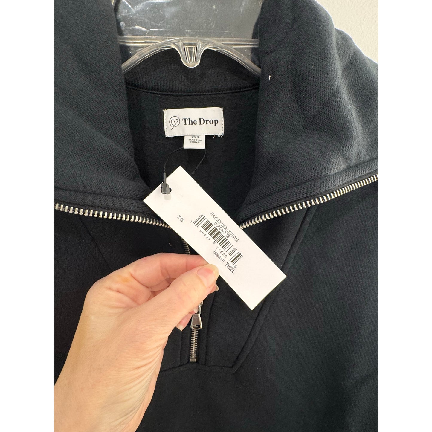 The Drop “Murphy” Half-Zip Sweatshirt |  Black | Size XS NEW