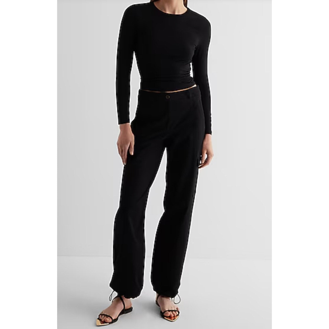 Express Supersoft Double Layer Fitted Long Sleeve Tee Black | Large | NEW