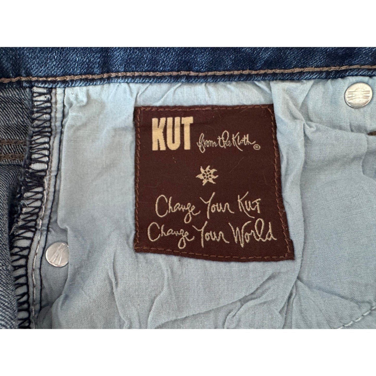 Kut from the Kloth Katy Ankle Straight Jeans Size 14 Distressed Mid Wash