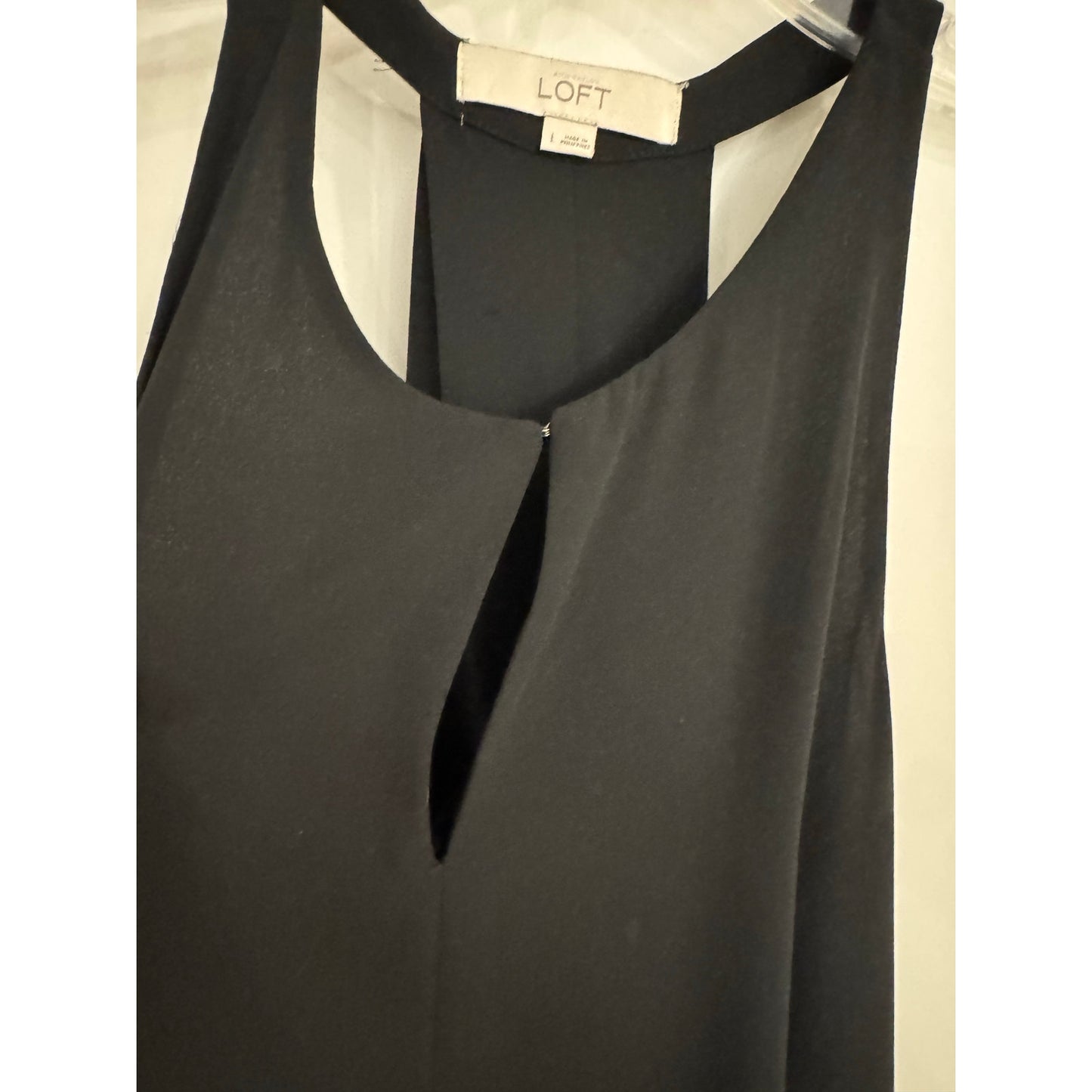LOFT Black Racerback Tank Top | Size Large | Flowy Chiffon Blouse