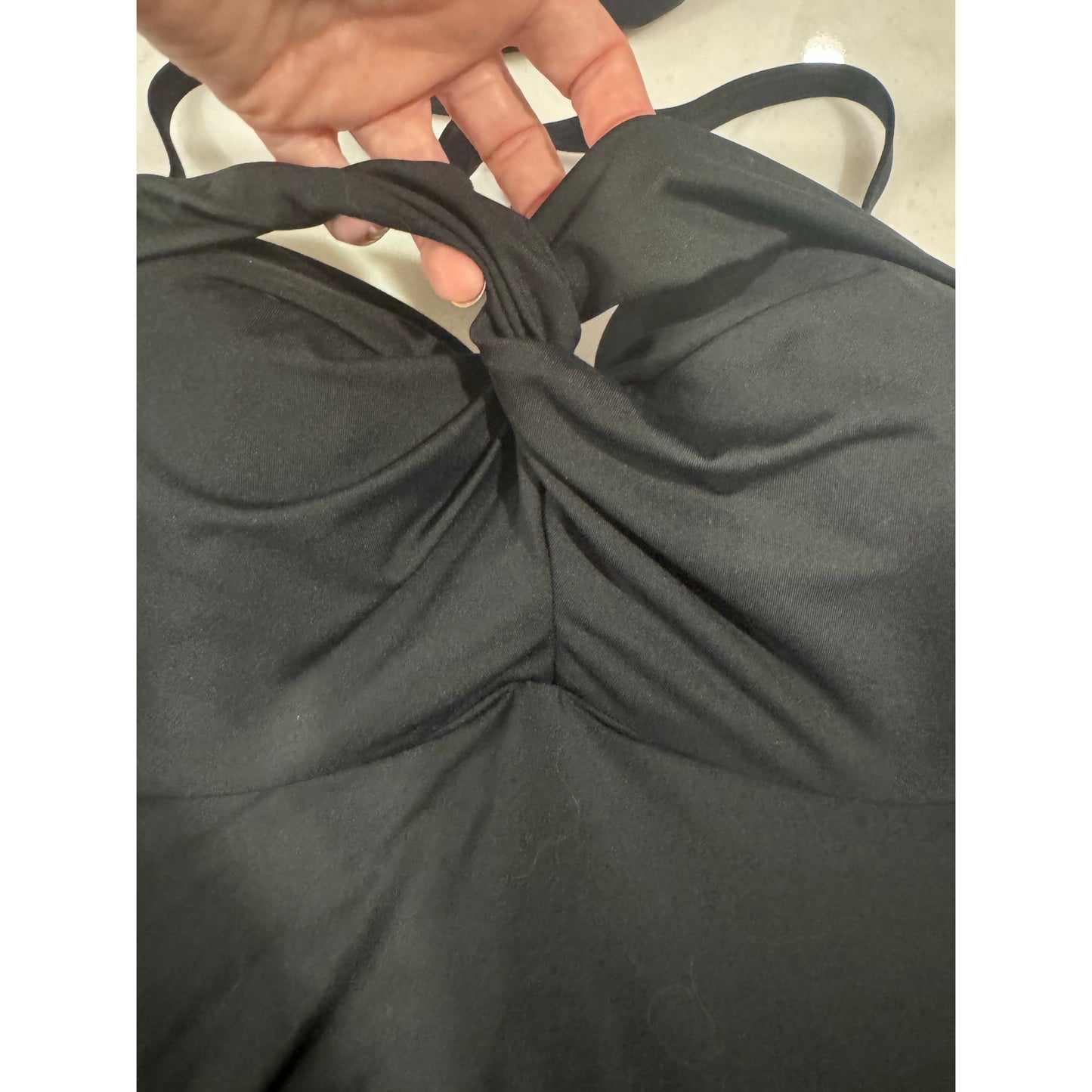 Athleta Black Tankini + Swim Skirt Set | Bra Sized 38D DD Halter Swimwear XL