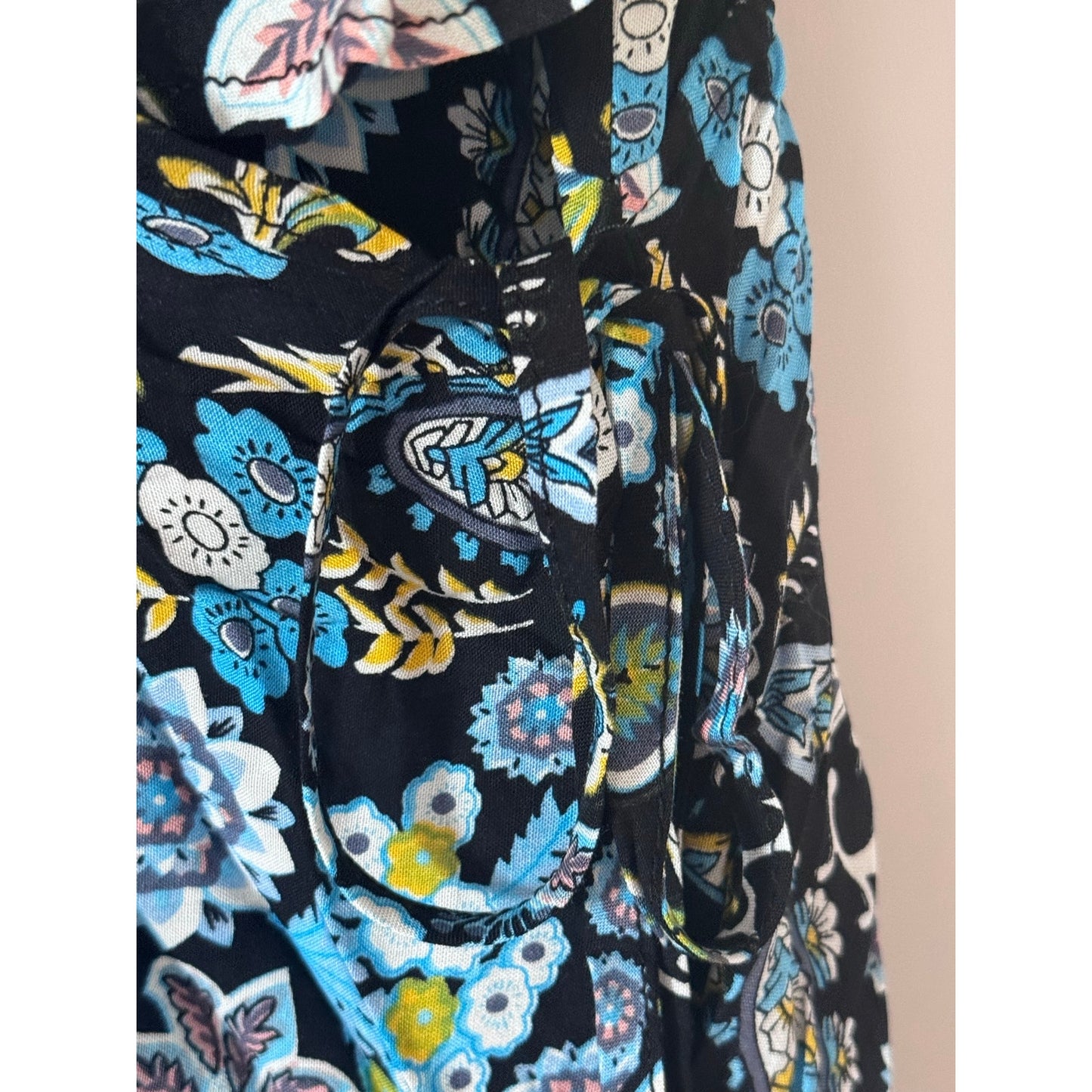 Hayden LA Black Floral Wrap Dress High Low Boho Ruffle Size Small NEW
