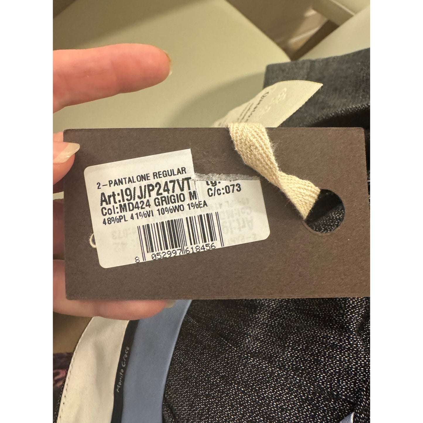 Manila Grace Grey-Black Micro-Pattern Tailored Trousers – Italian Size 42 (Art I9/J/P247VT)