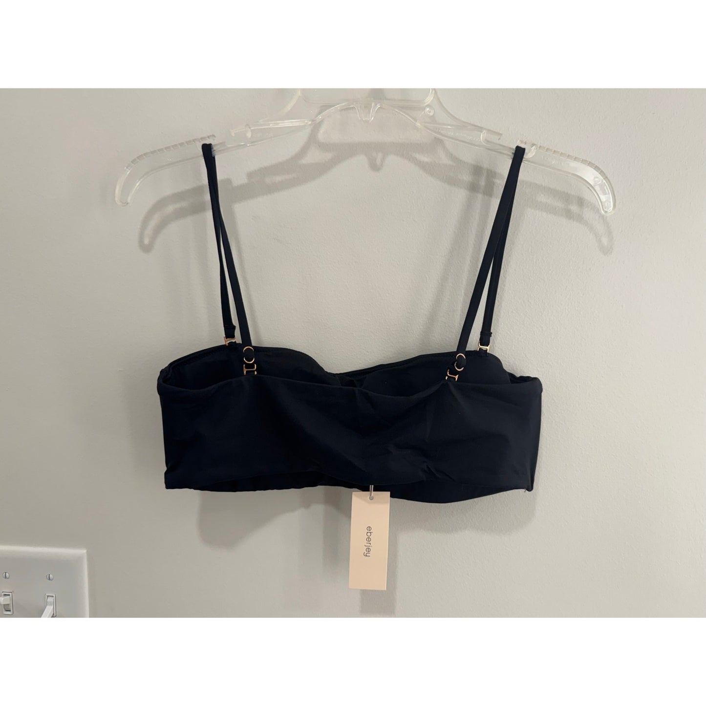 Eberjey So Solid Summer Bandeau Bikini Top | Black | Size Large NWT
