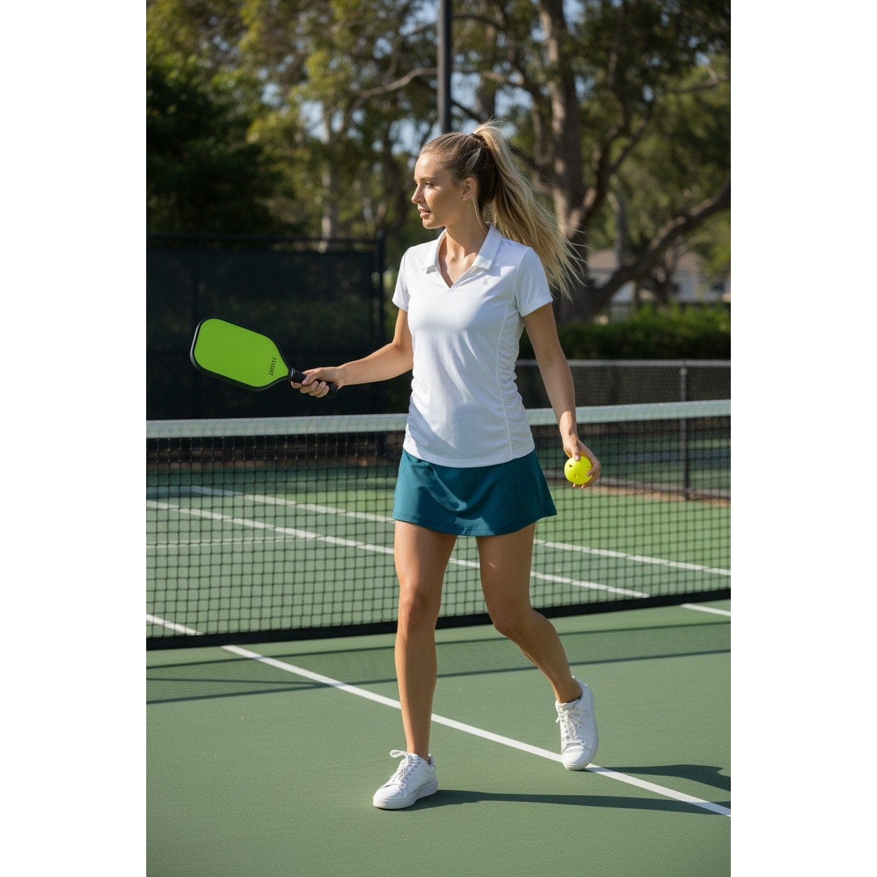 Athleta Birdie Polo White Ruched Golf Tennis Top XL Performance Shirt