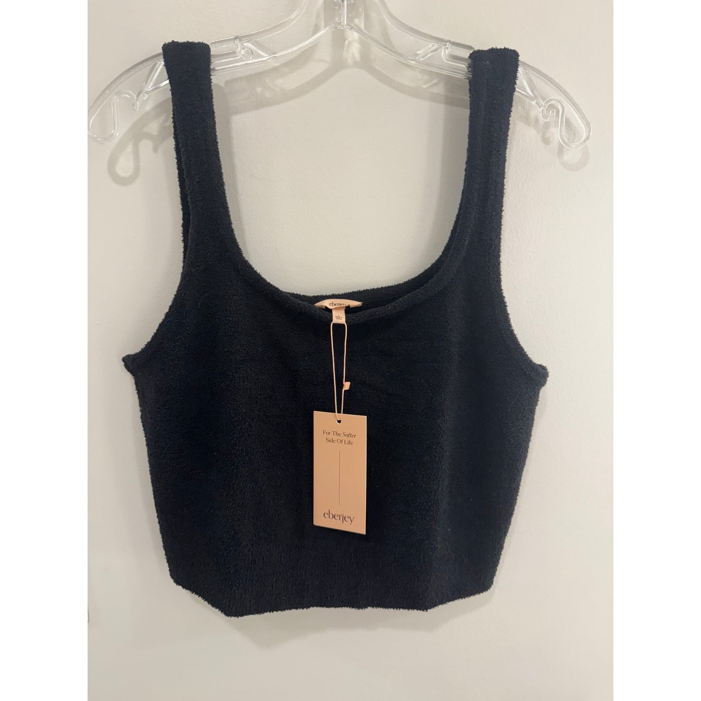 Eberjey Recycled Boucle Cropped Tank | Black | Large NWT