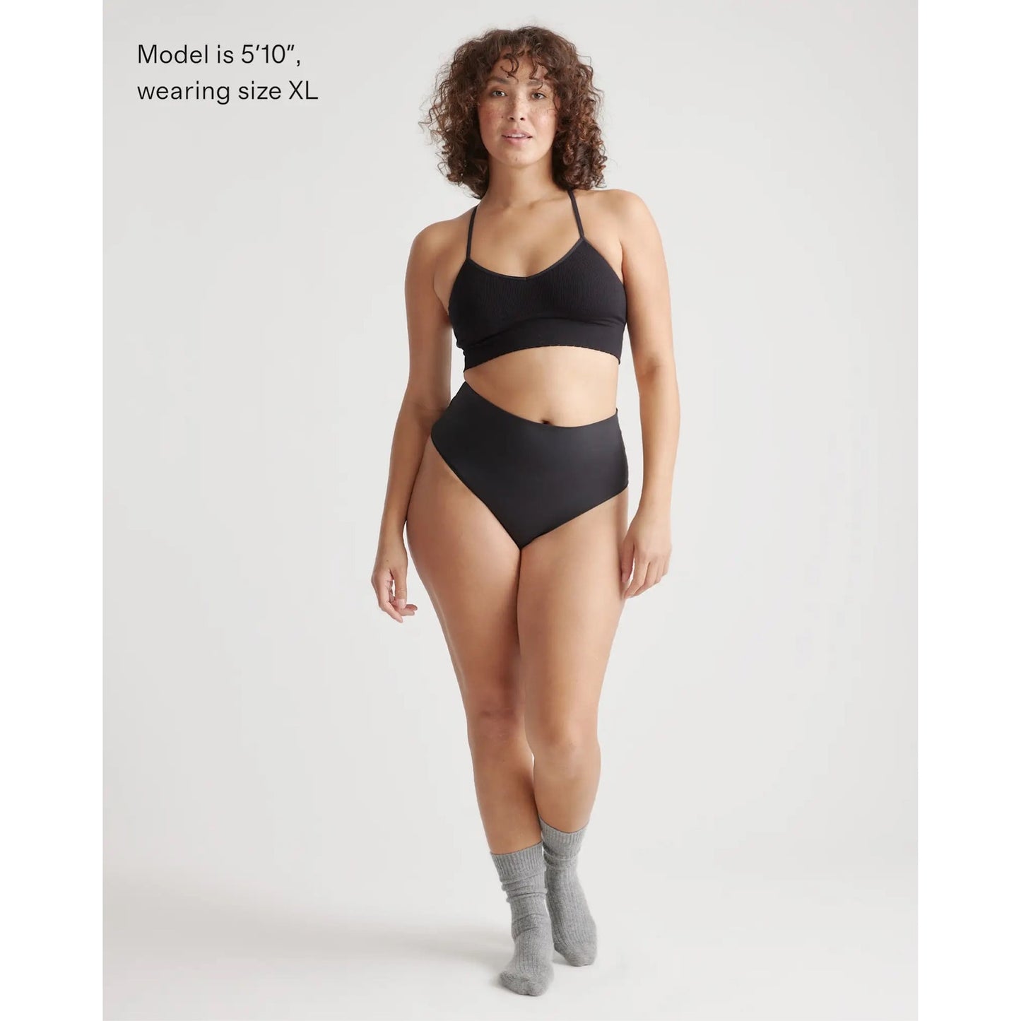 Quince Shaping High-Waisted Thong 3-Pack XL Black Seamless Compression NEW