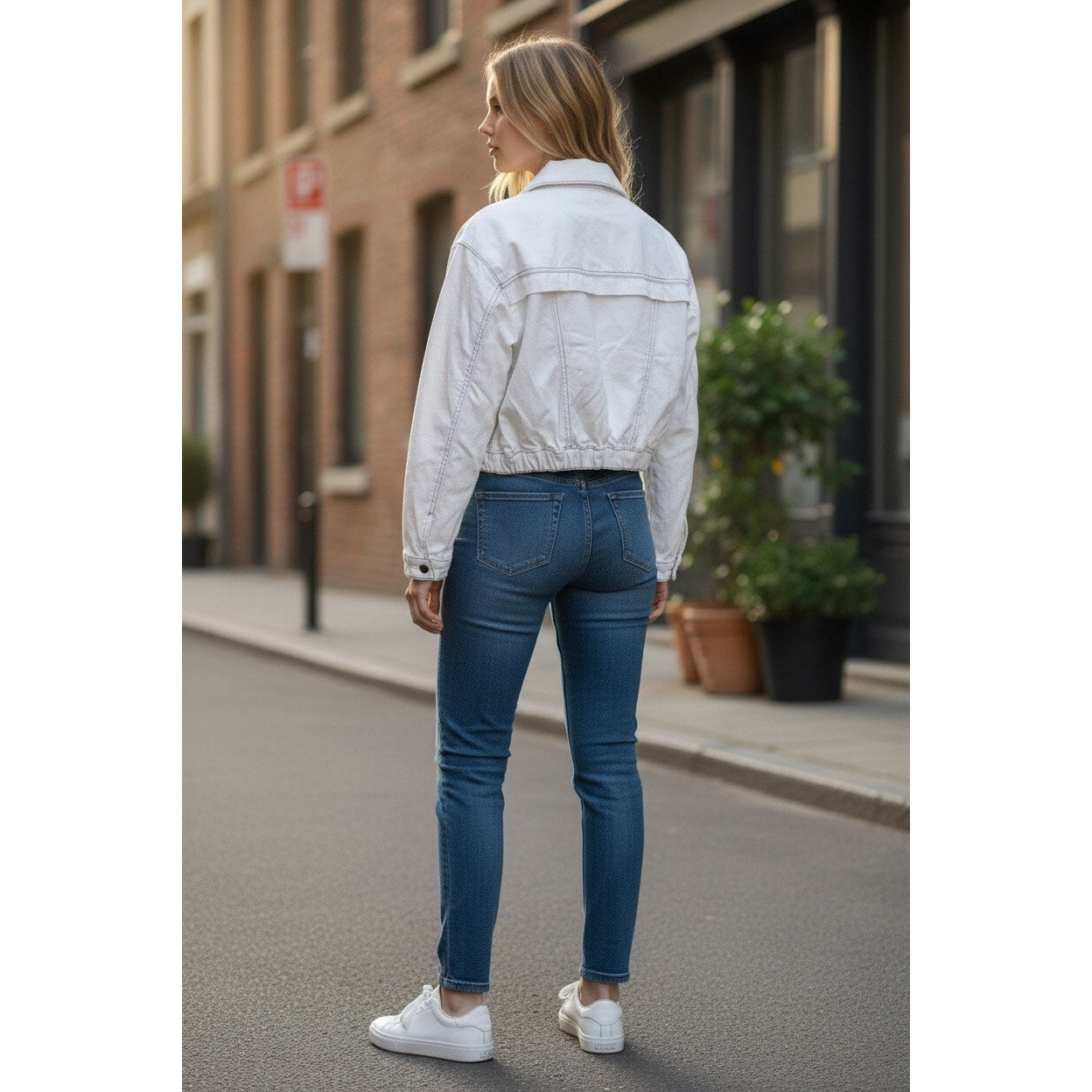 We The Free Pilcro Cropped Bomber Jacket White Asymmetrical Zip Medium NWOT