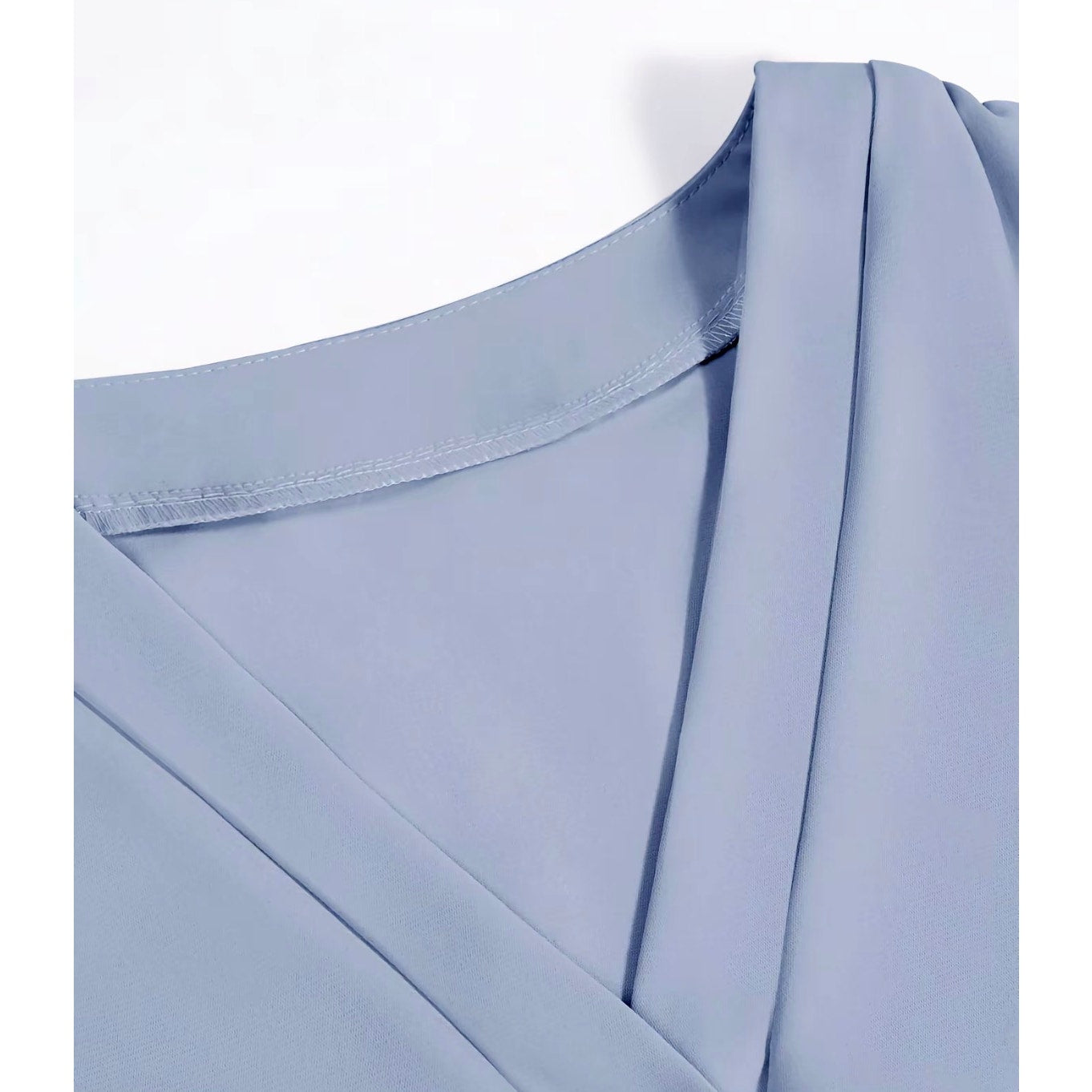 Imily Bela Boutique Blue Bishop Sleeve V-Neck Blouse Large