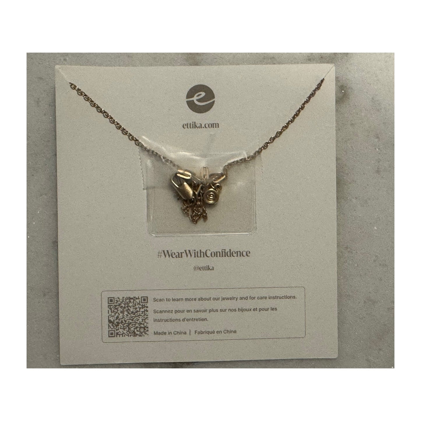 Ettika Dripping in Crystals Drop Necklace 18K Gold Plated Clear Crystal NEW