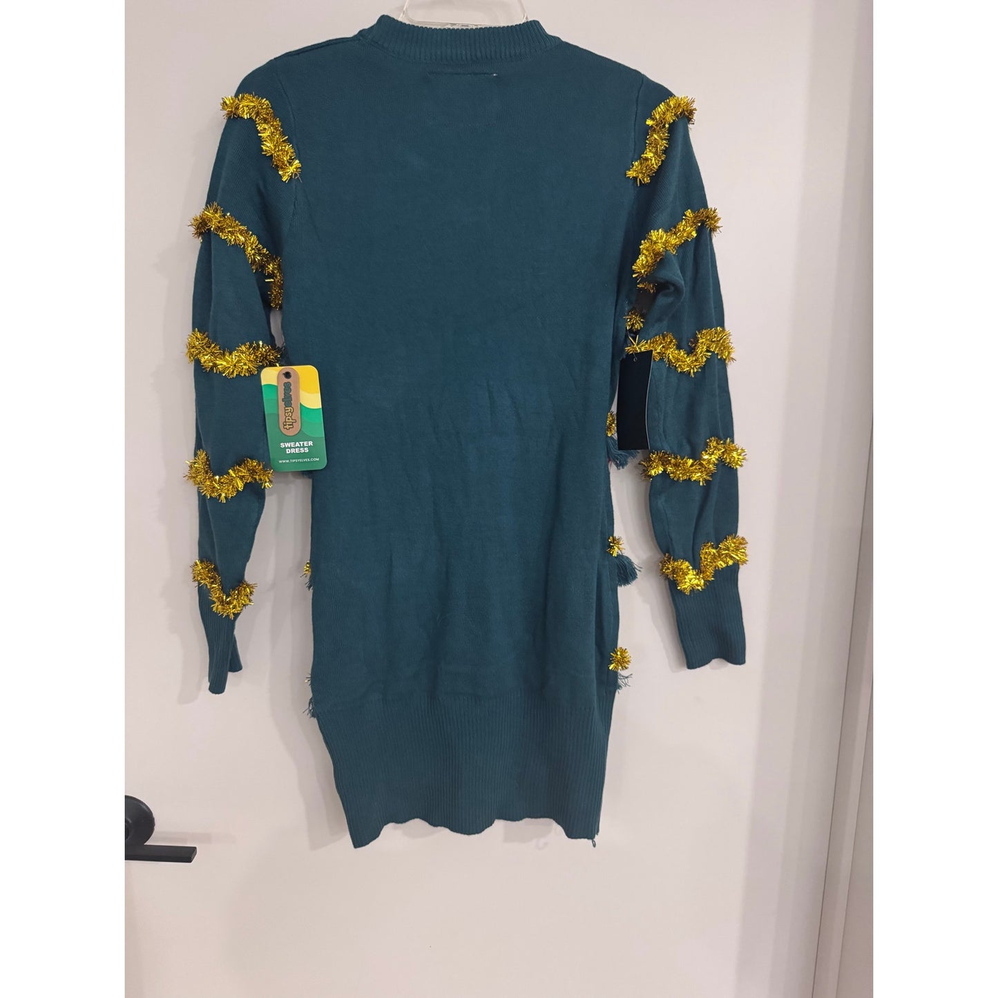 Tipsy Elves Christmas Tree Sweater Dress NEW Women’s XS Tinsel Ornament