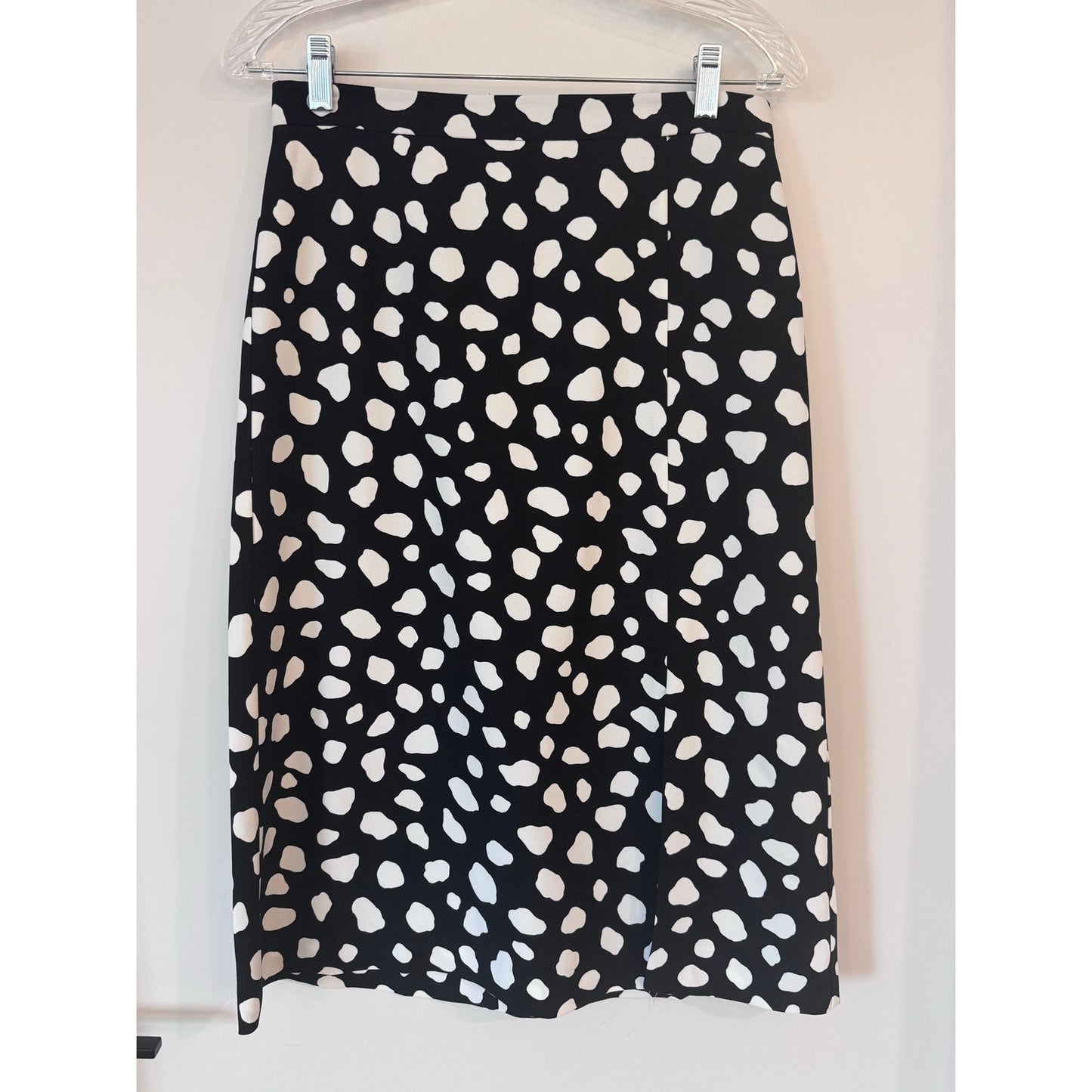 Ann Taylor Black White Polka Dot Midi Skirt Size 2 NEW