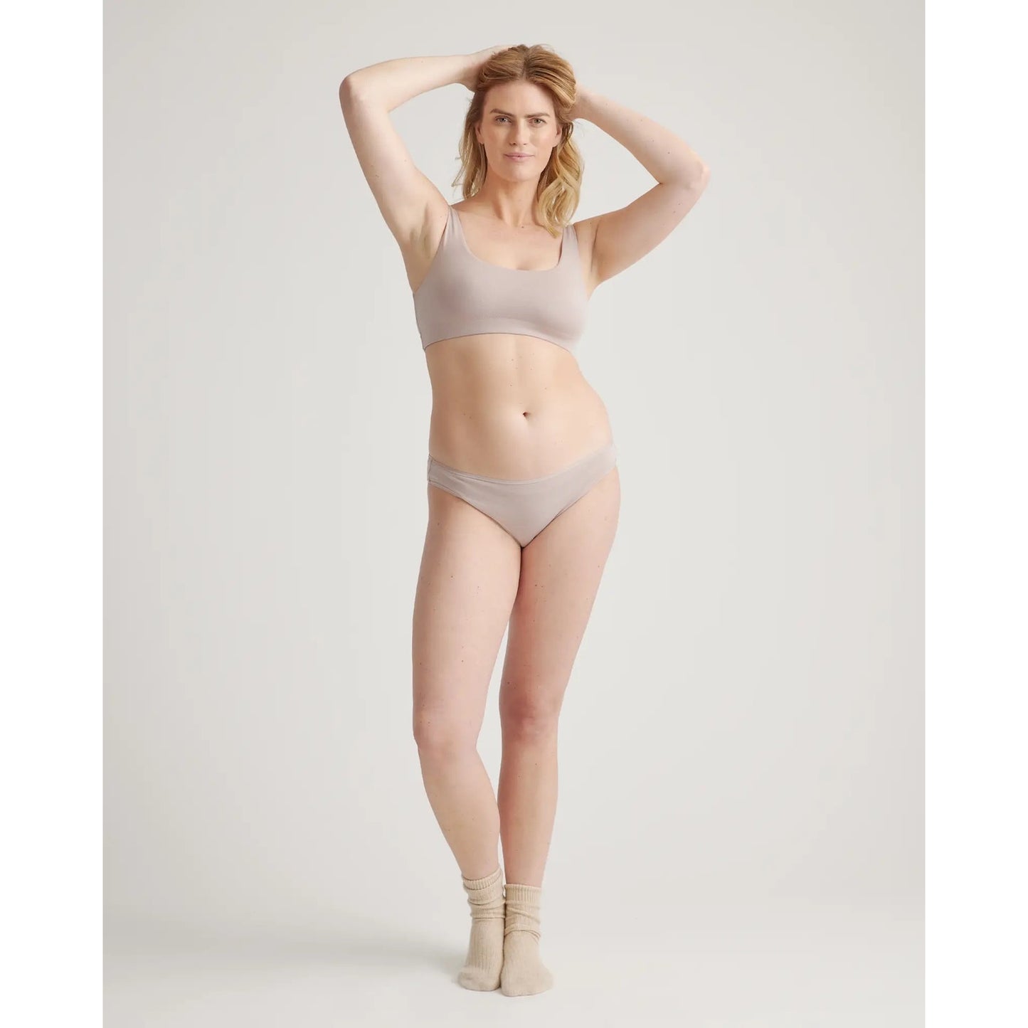 Quince Organic Cotton Bikini Underwear 6-Pack XS Nude/Beige NEW Soft Stretch
