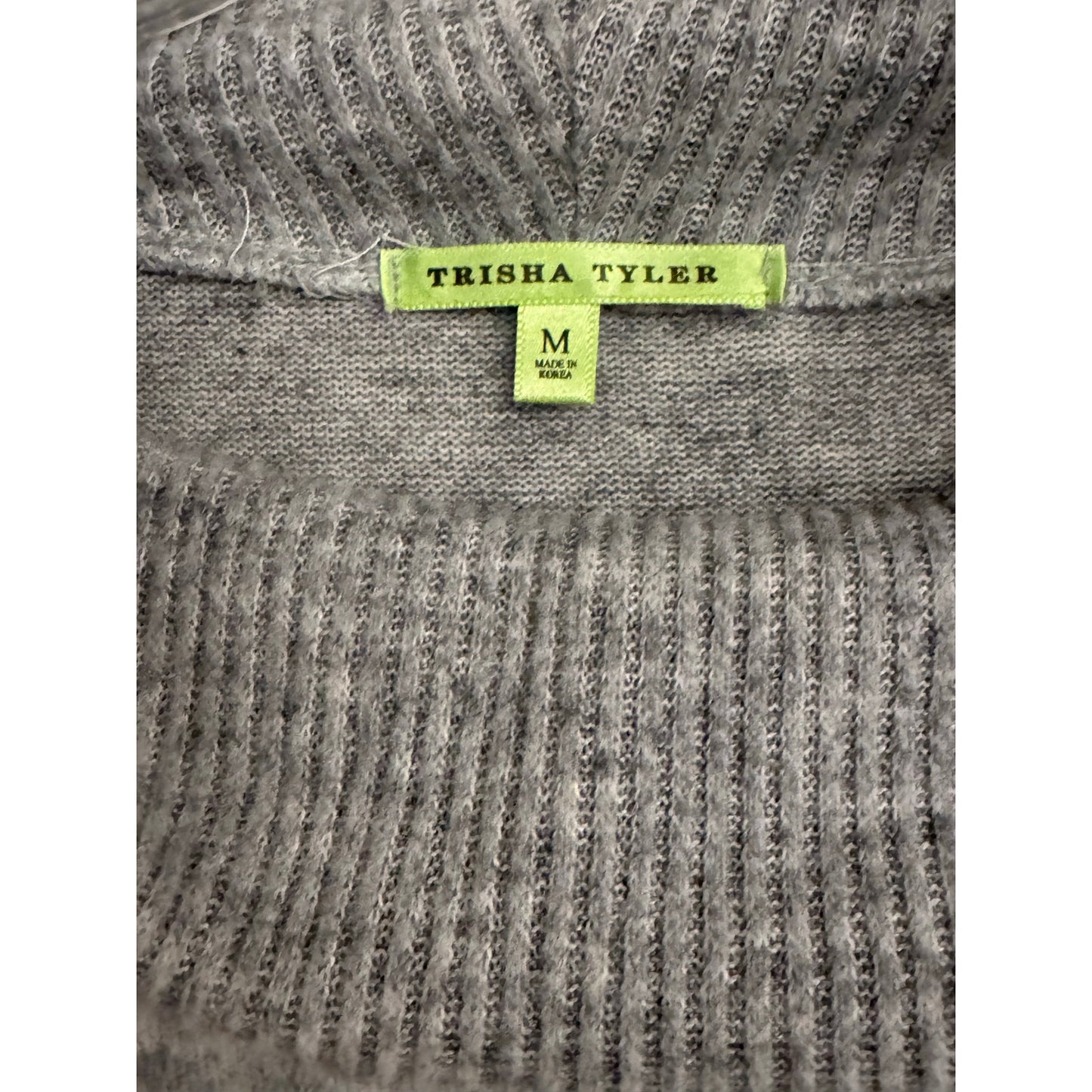 Trisha Tyler Swirl Embroidered Mock Neck Sweater – Grey (NEW)