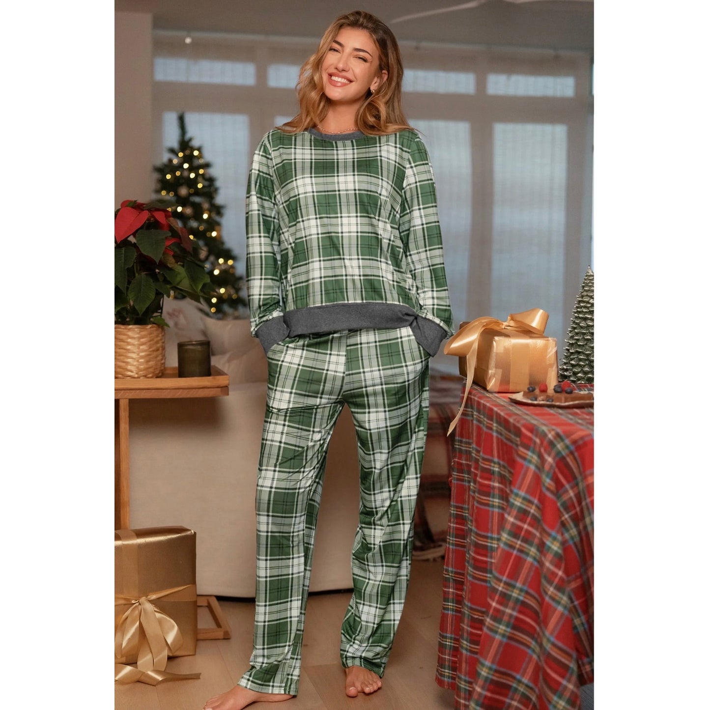 Cupshe Green Plaid Pajama Set Size XL NEW
