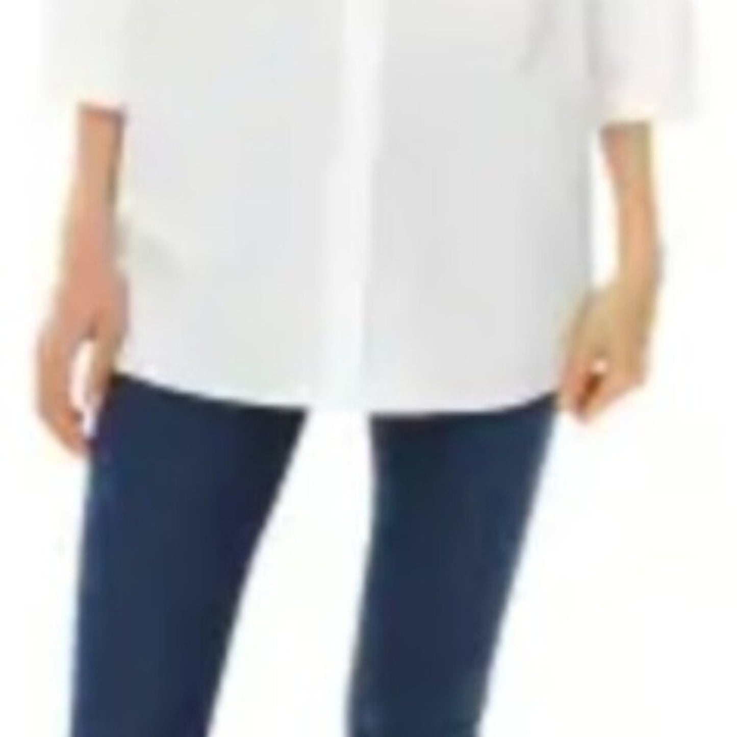 Harshman Mariel Tunic  White w/ Blue Stripe Belt | Size Large NWT