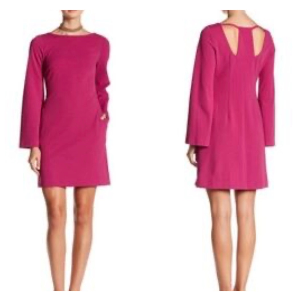 Donna Morgan Raspberry Knit Dress | Size 14 | NEW | Split Sleeves & Back Cutout