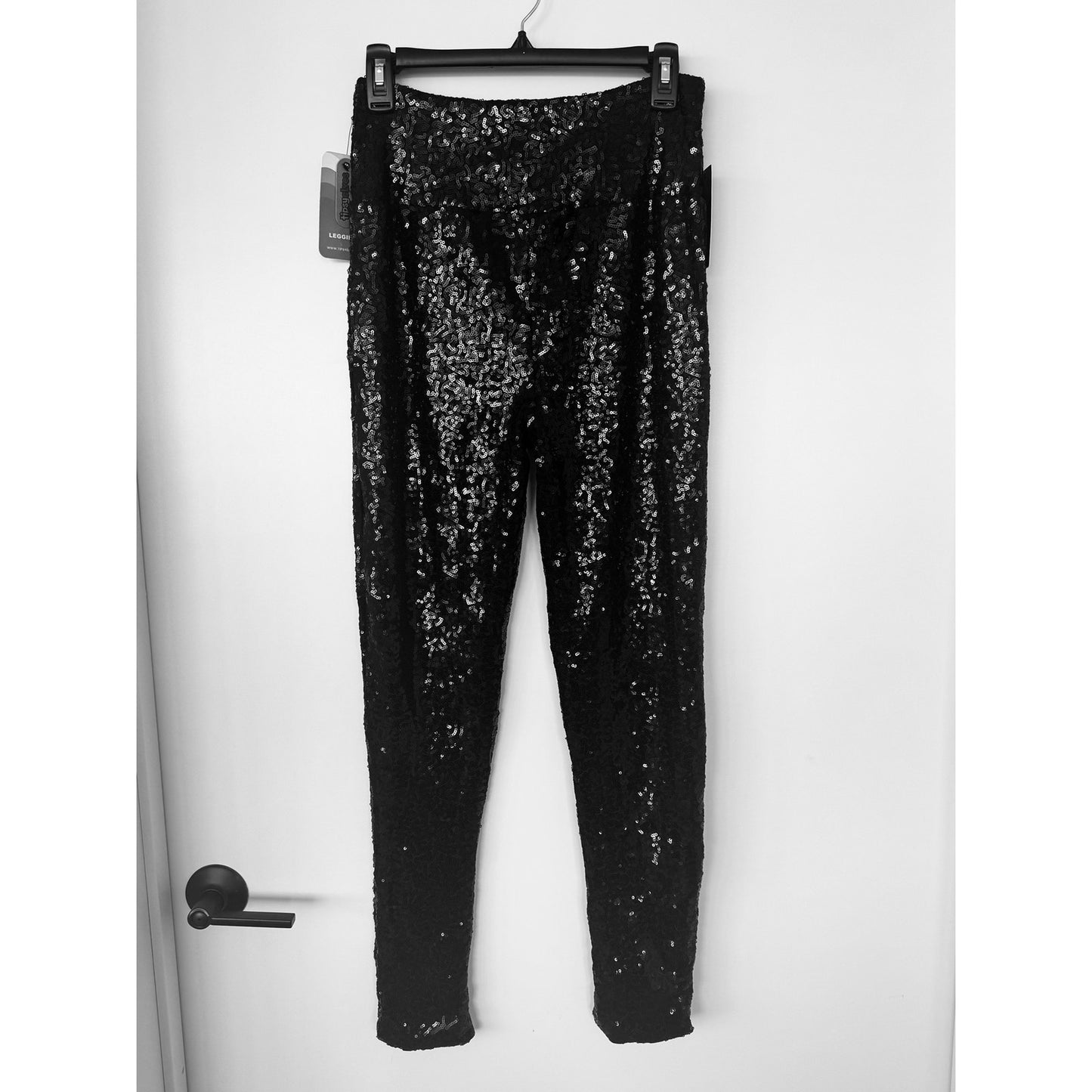Tipsy Elves Black Sequin Leggings NEW Size Medium High Waisted Party Pants