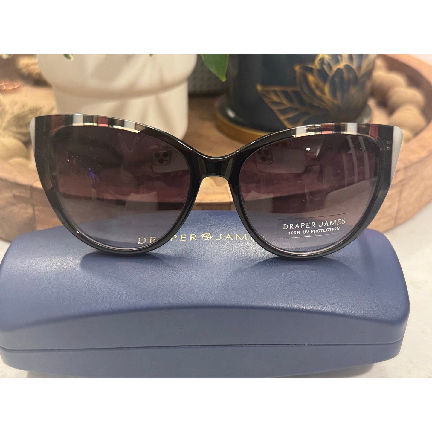 Draper James  Cat Eye Sunglasses – Black Stripe + Lenses (NWOT) DJ7045