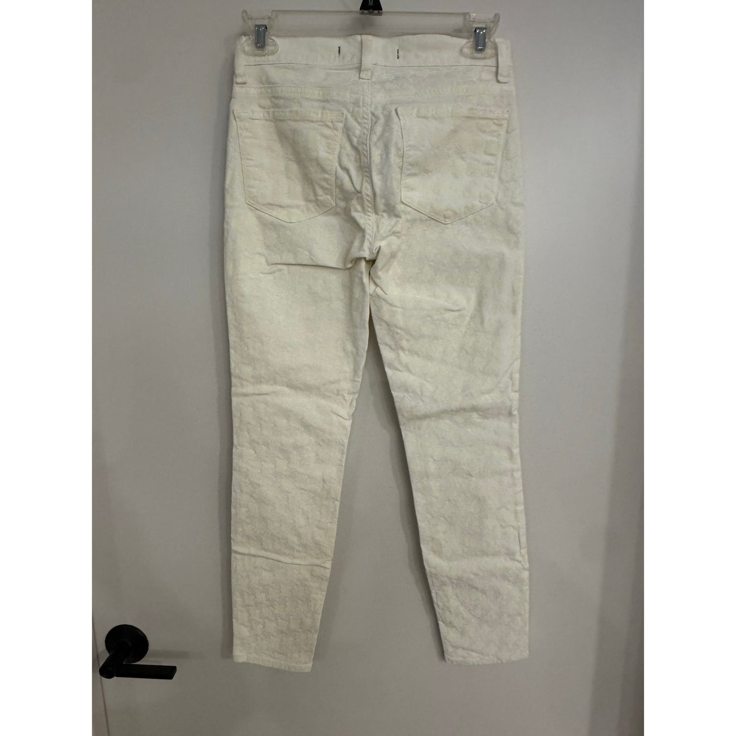 J Brand “Capri” Mid-Rise Skinny Jeans – Hand-Printed Cream White – Size 25